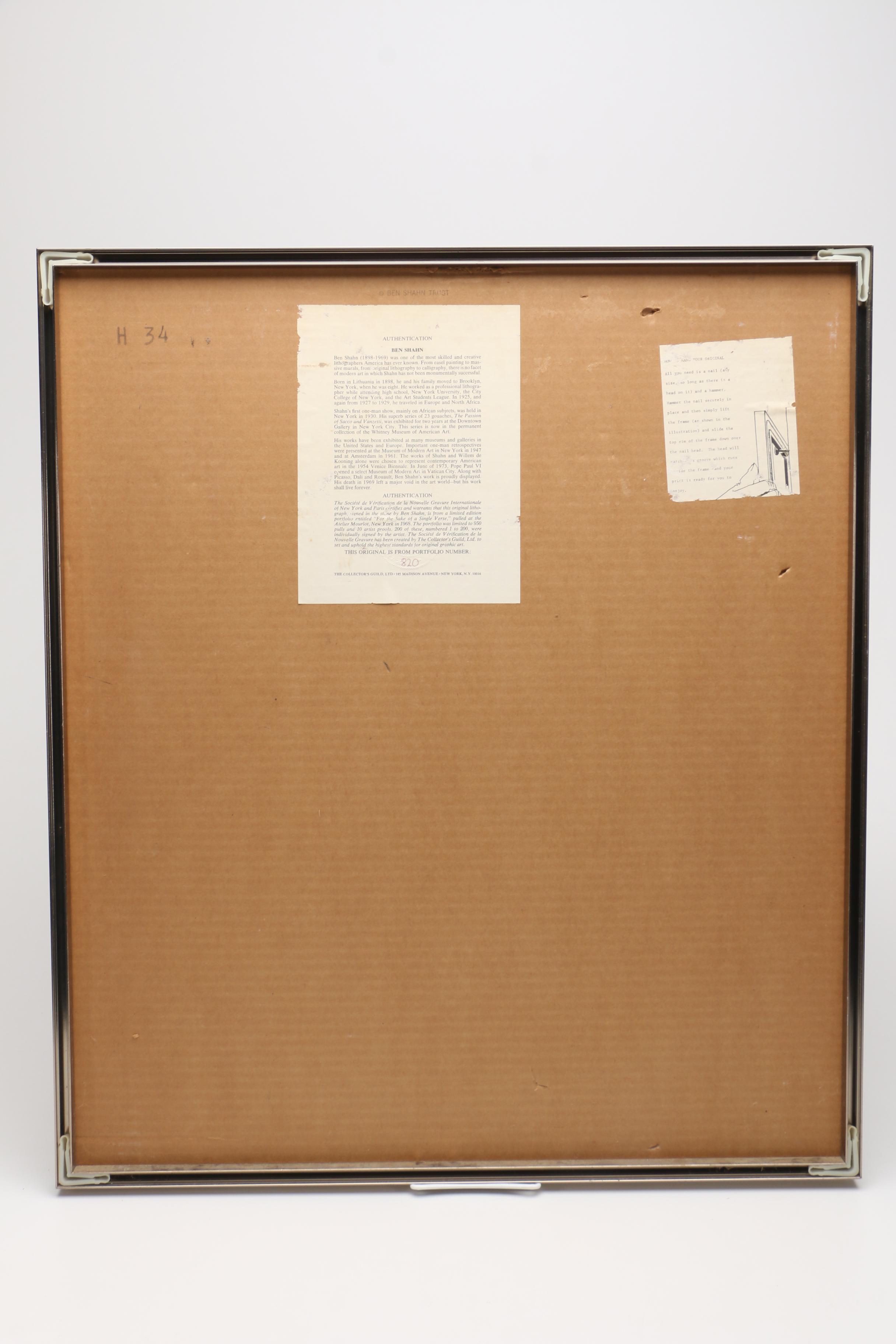 Ben Shahn Limited Edition Lithograph on Paper "To Roads in Unknown Regions"