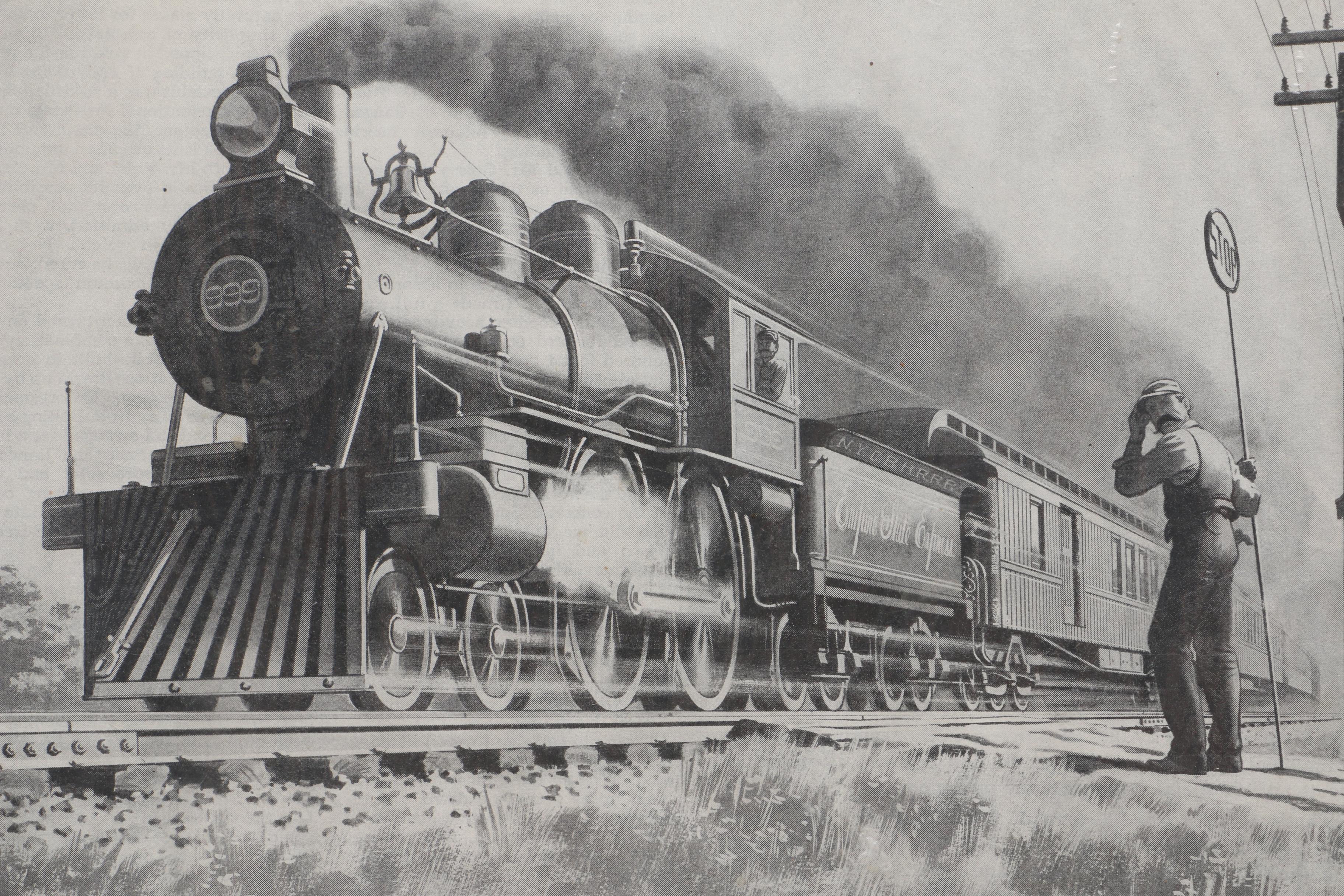 Sepia Tone Photographs of Trains and Steamboat