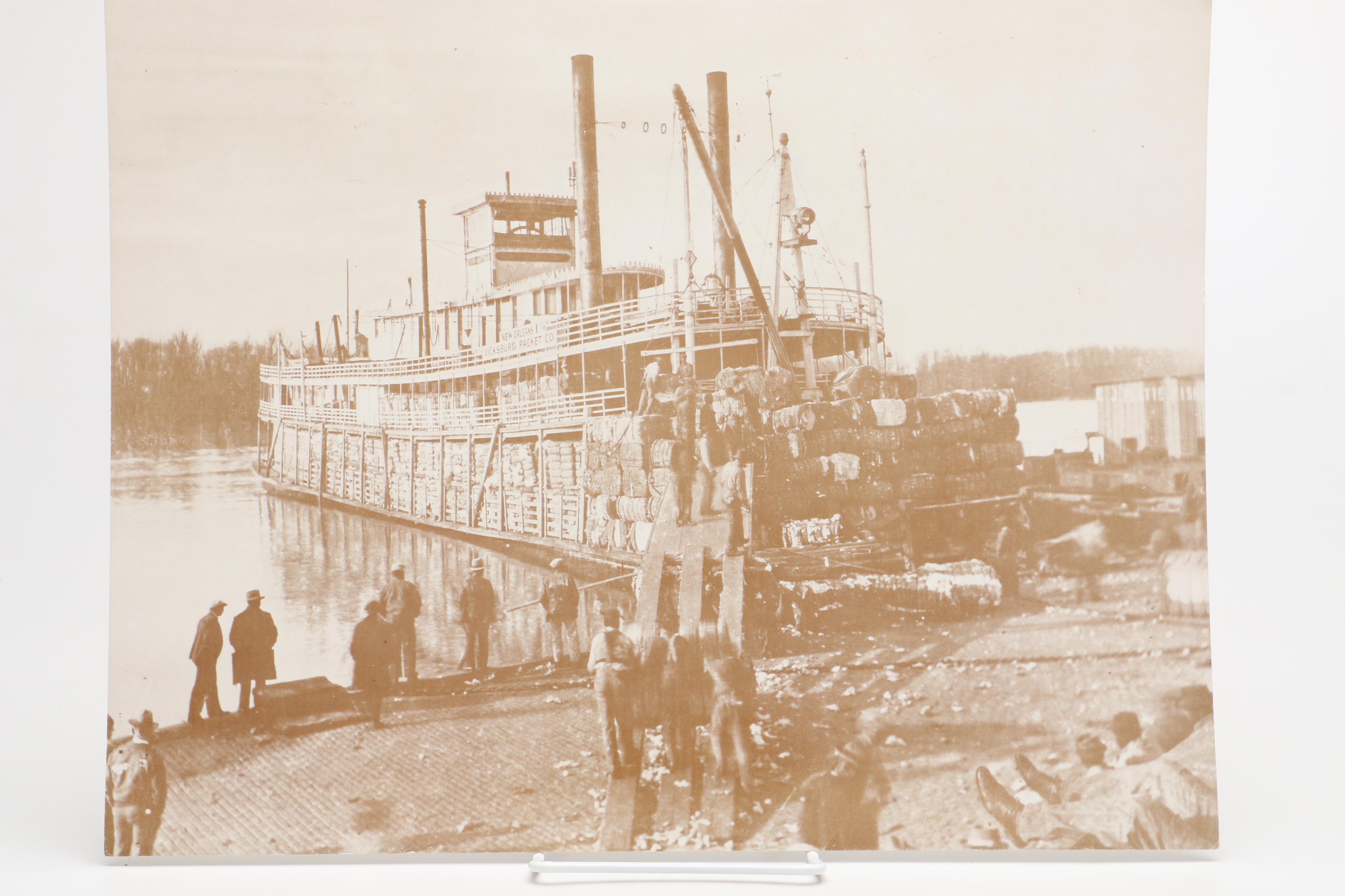 Sepia Tone Photographs of Trains and Steamboat