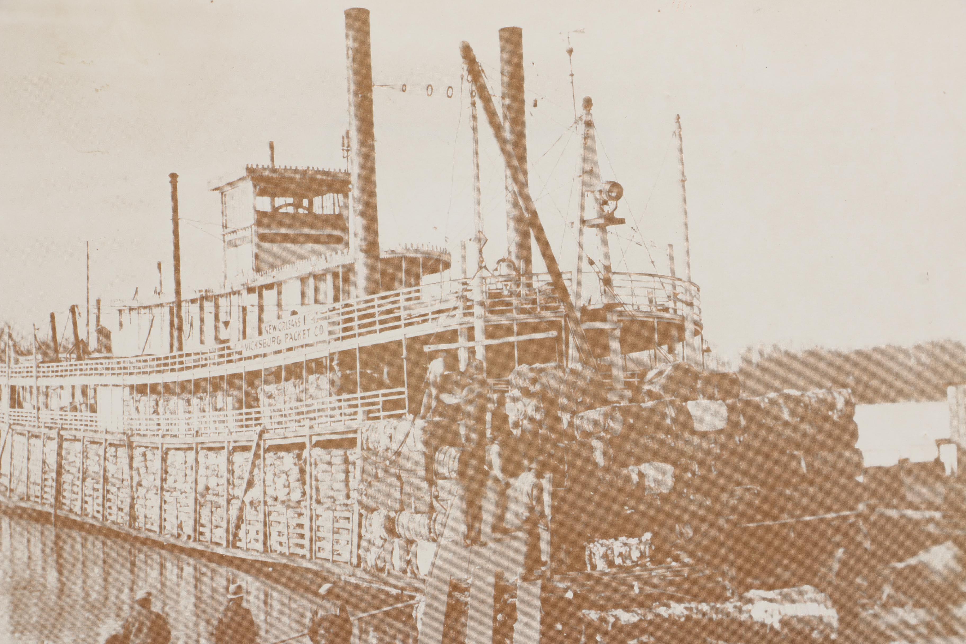Sepia Tone Photographs of Trains and Steamboat