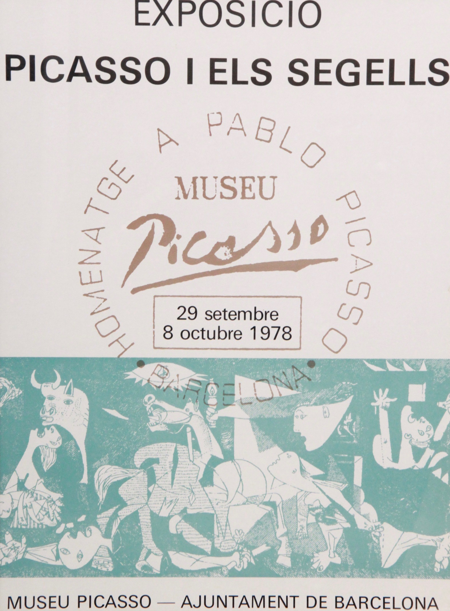 Lithograph Poster for 1978 Museu Picasso "Exposició Picasso I Els Segells" Exhibit
