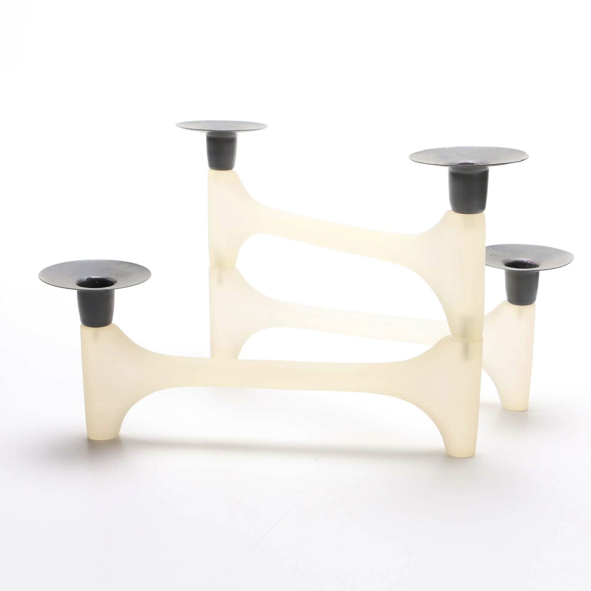 Frosted Glass and Metal Candelabra