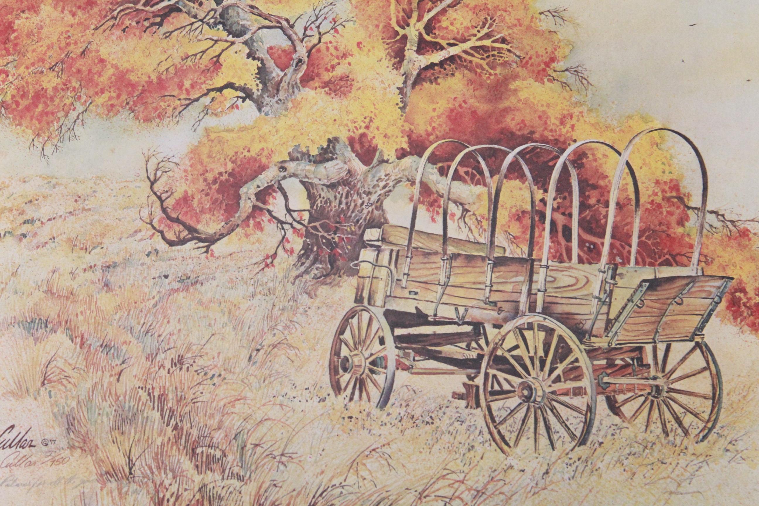 After C. Warren Cullar 1970s Limited Edition Lithograph "Golden West"