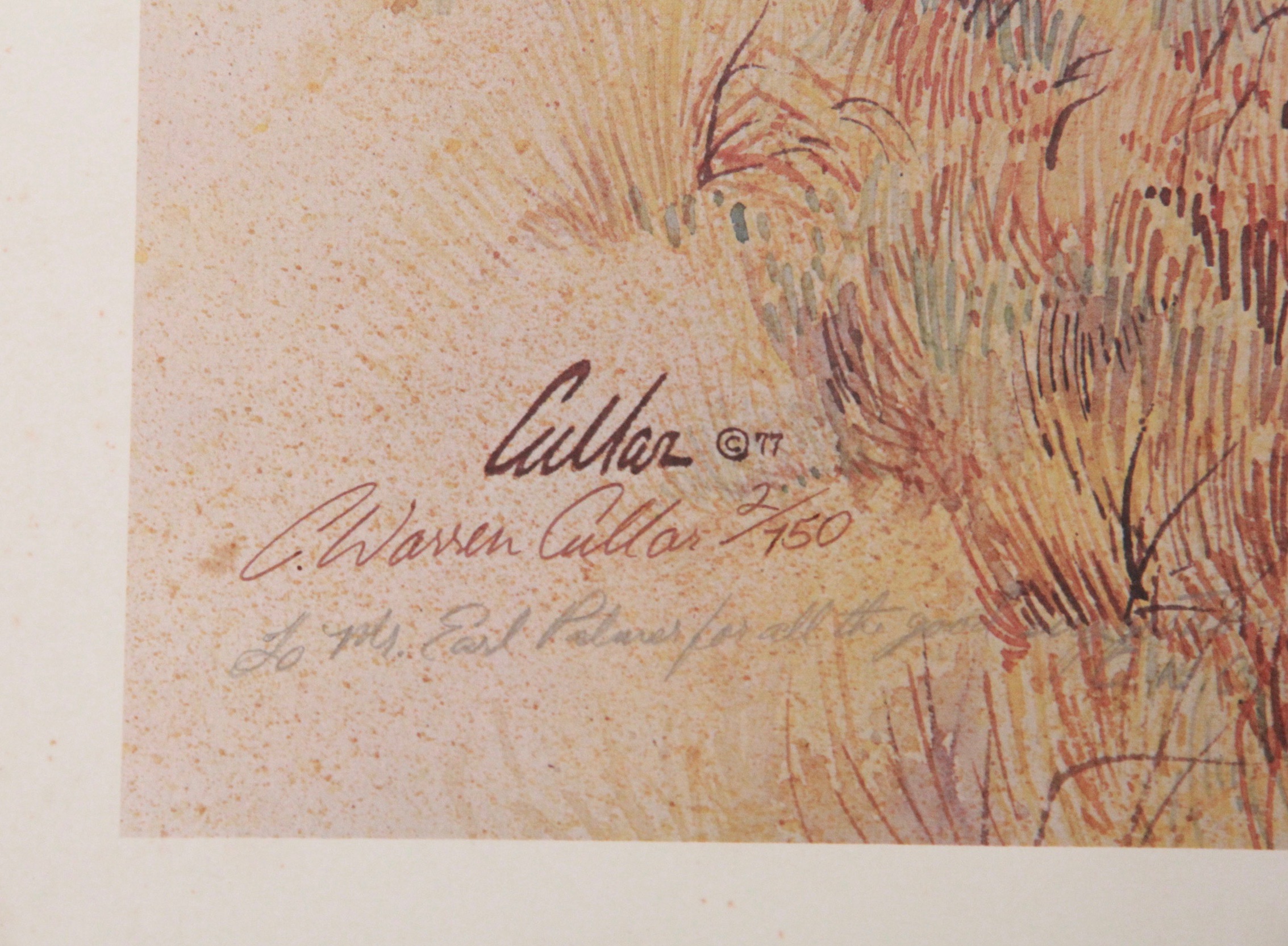 After C. Warren Cullar 1970s Limited Edition Lithograph "Golden West"