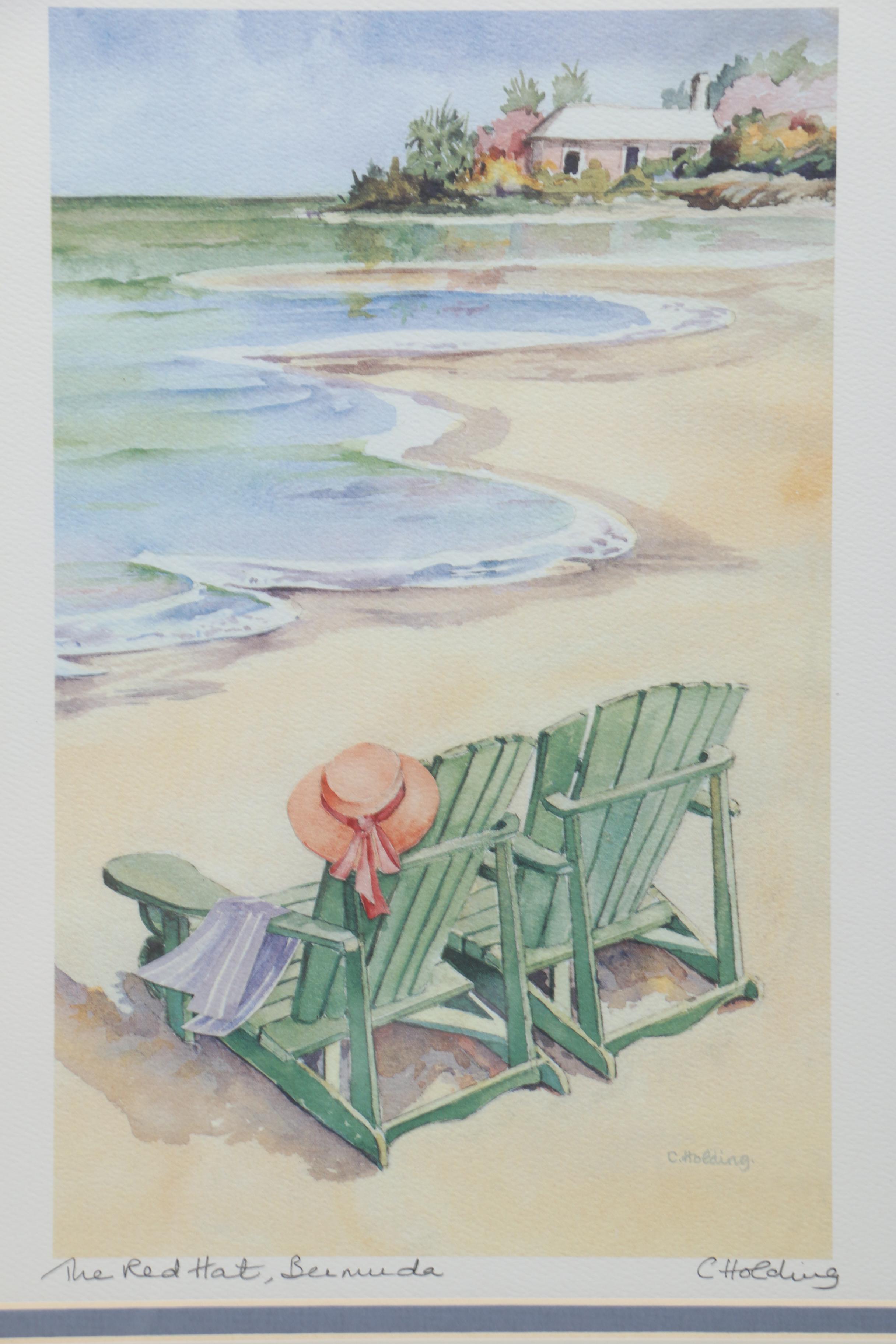 Carole Holding Offset Lithograph "The Red Hat, Bermuda"