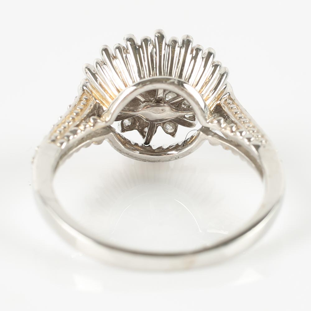 14K White Gold Diamond Cluster Ring