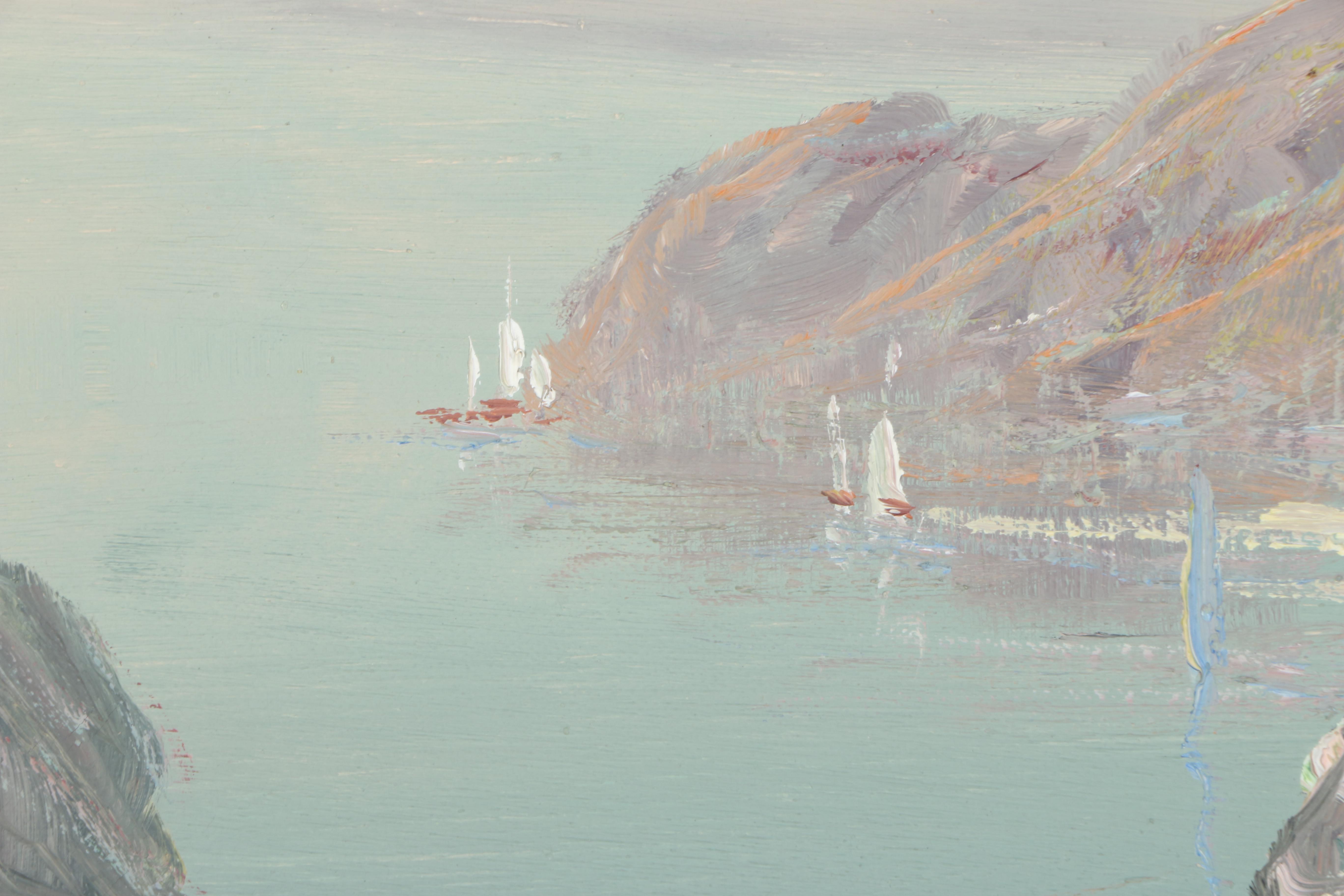 Framed Oil Painting on Canvas of Seaside Houses