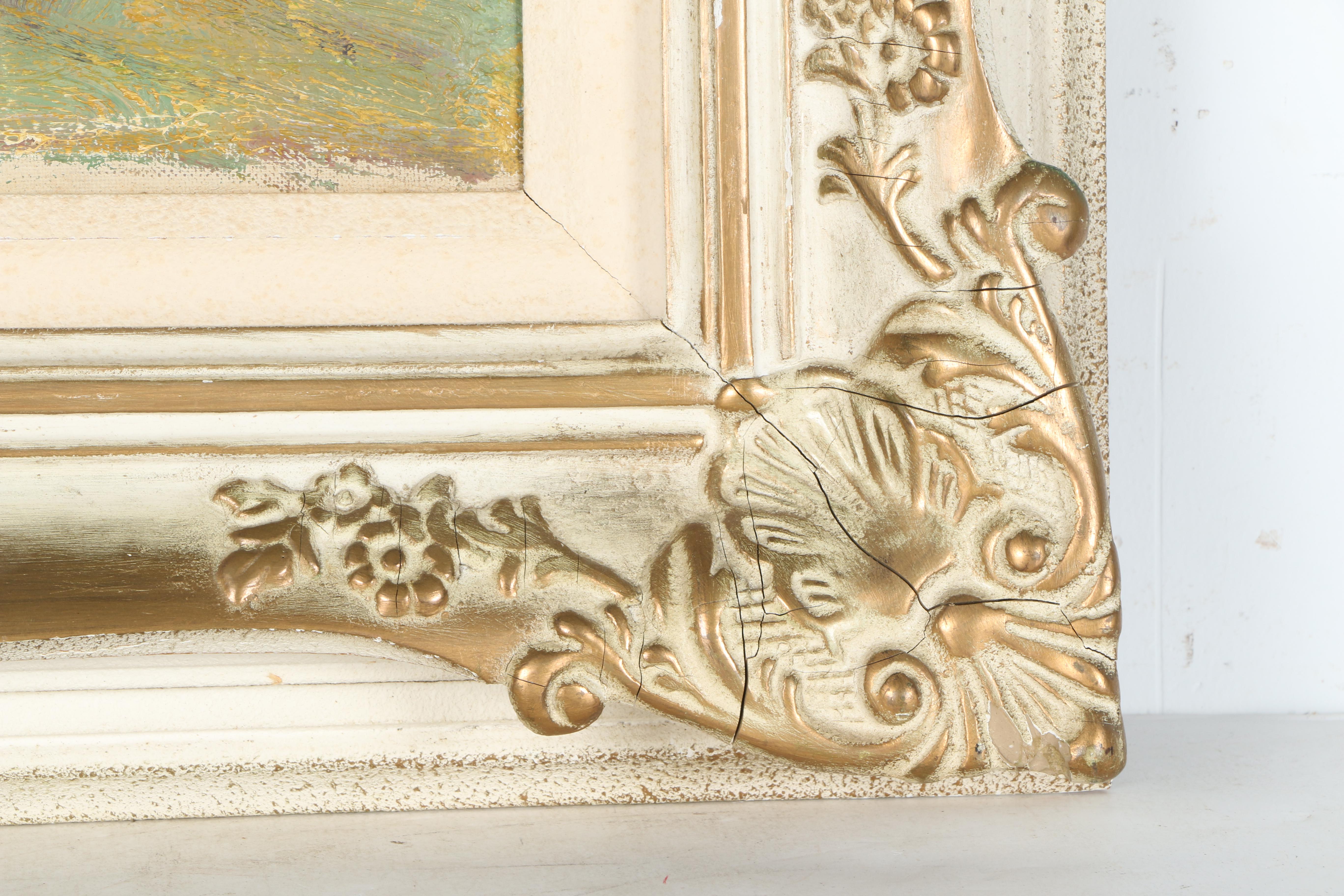 Framed Oil Painting on Canvas of Seaside Houses