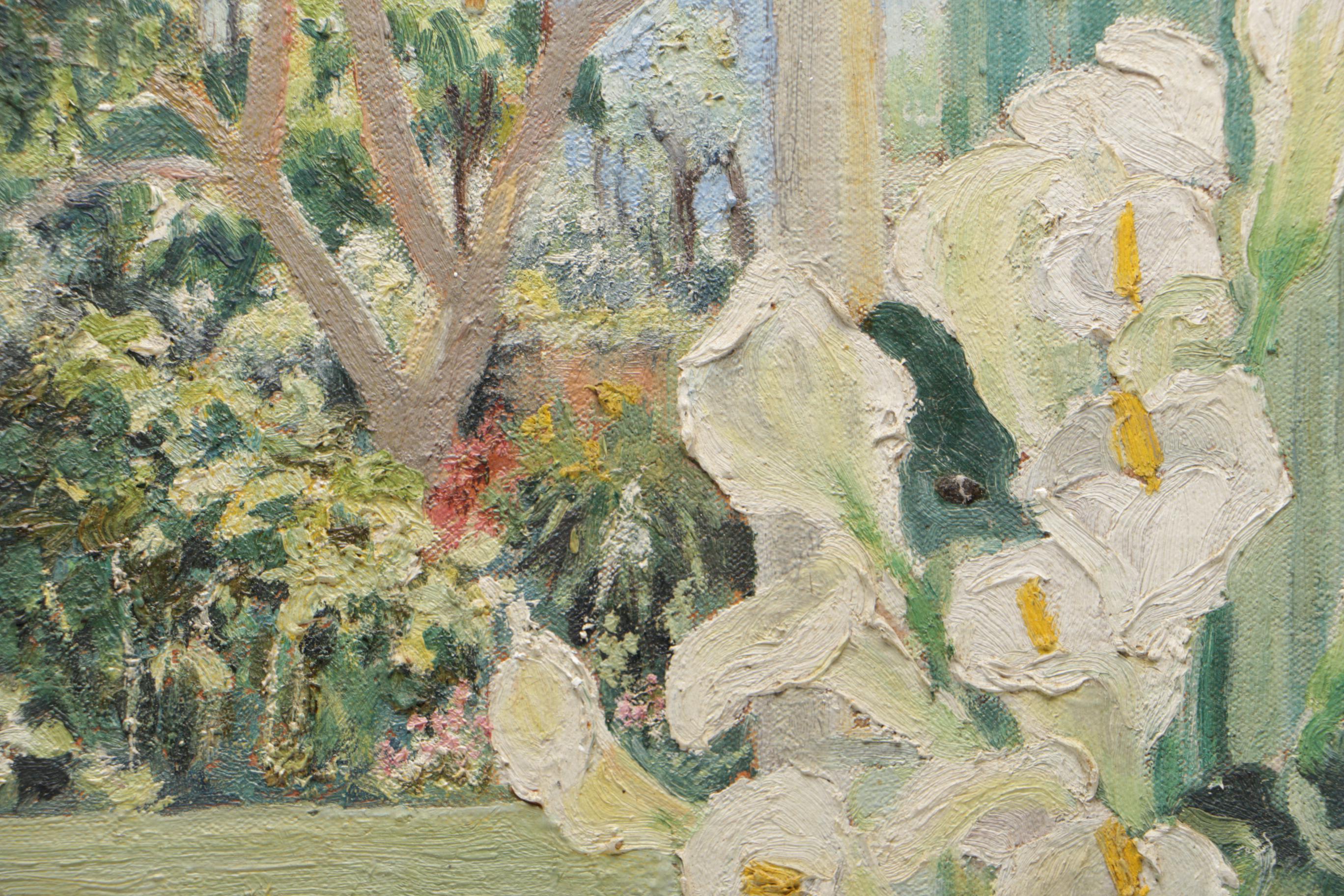 Oil on Canvas Painting of an Interior with Calla Lilies