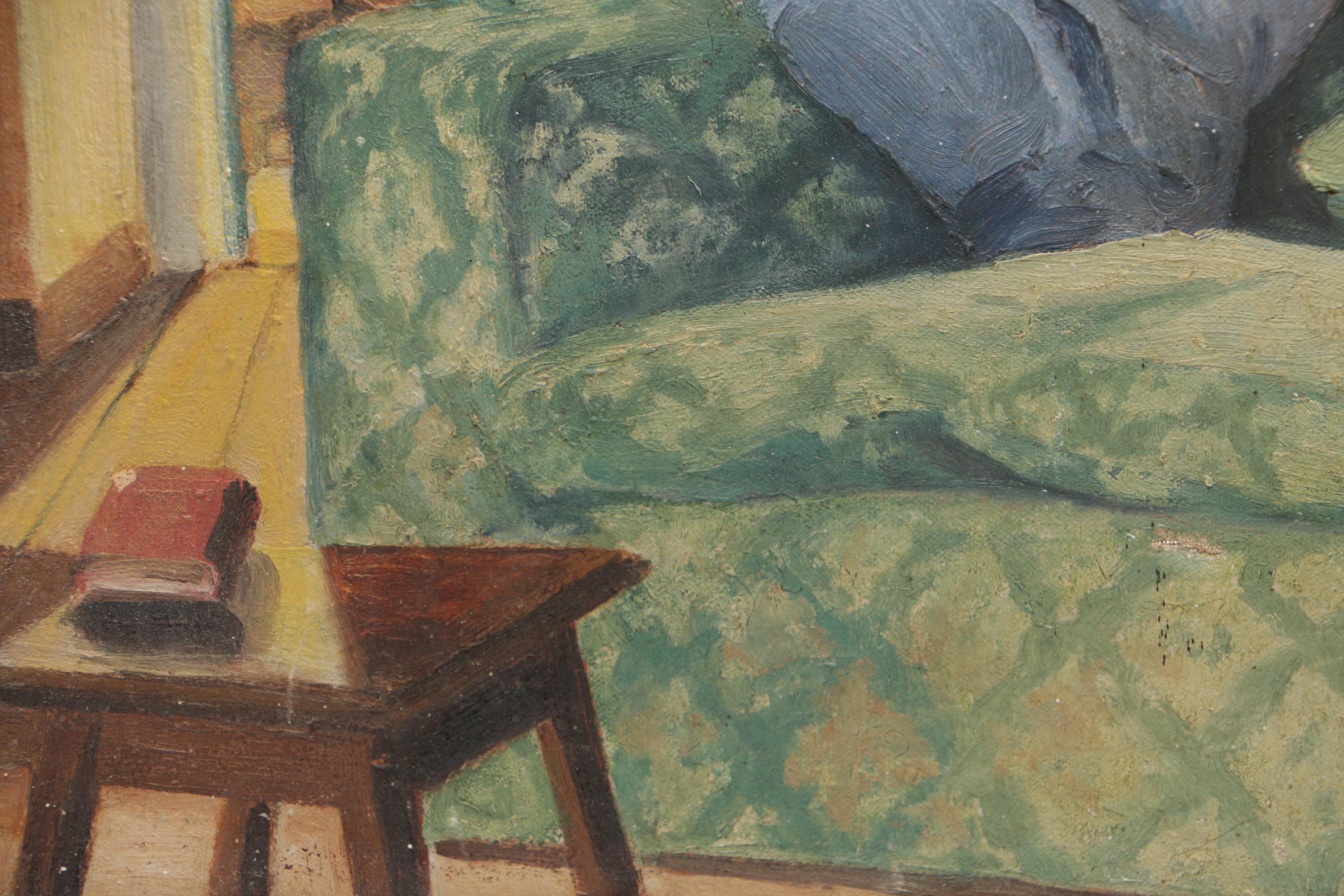 Oil on Canvas Painting of an Interior with Calla Lilies