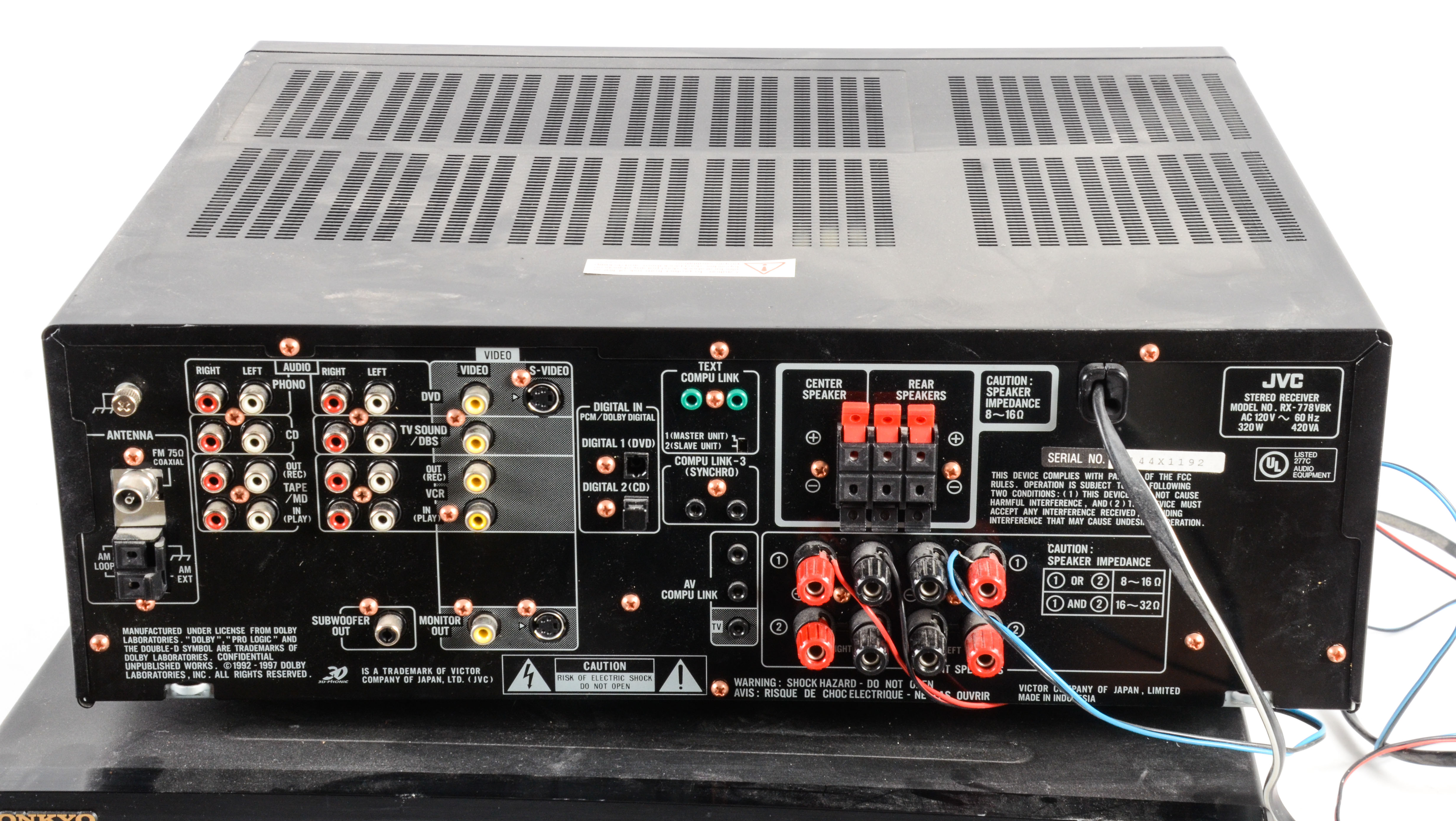 JVC A/V Receiver and Onkyo DVD Player