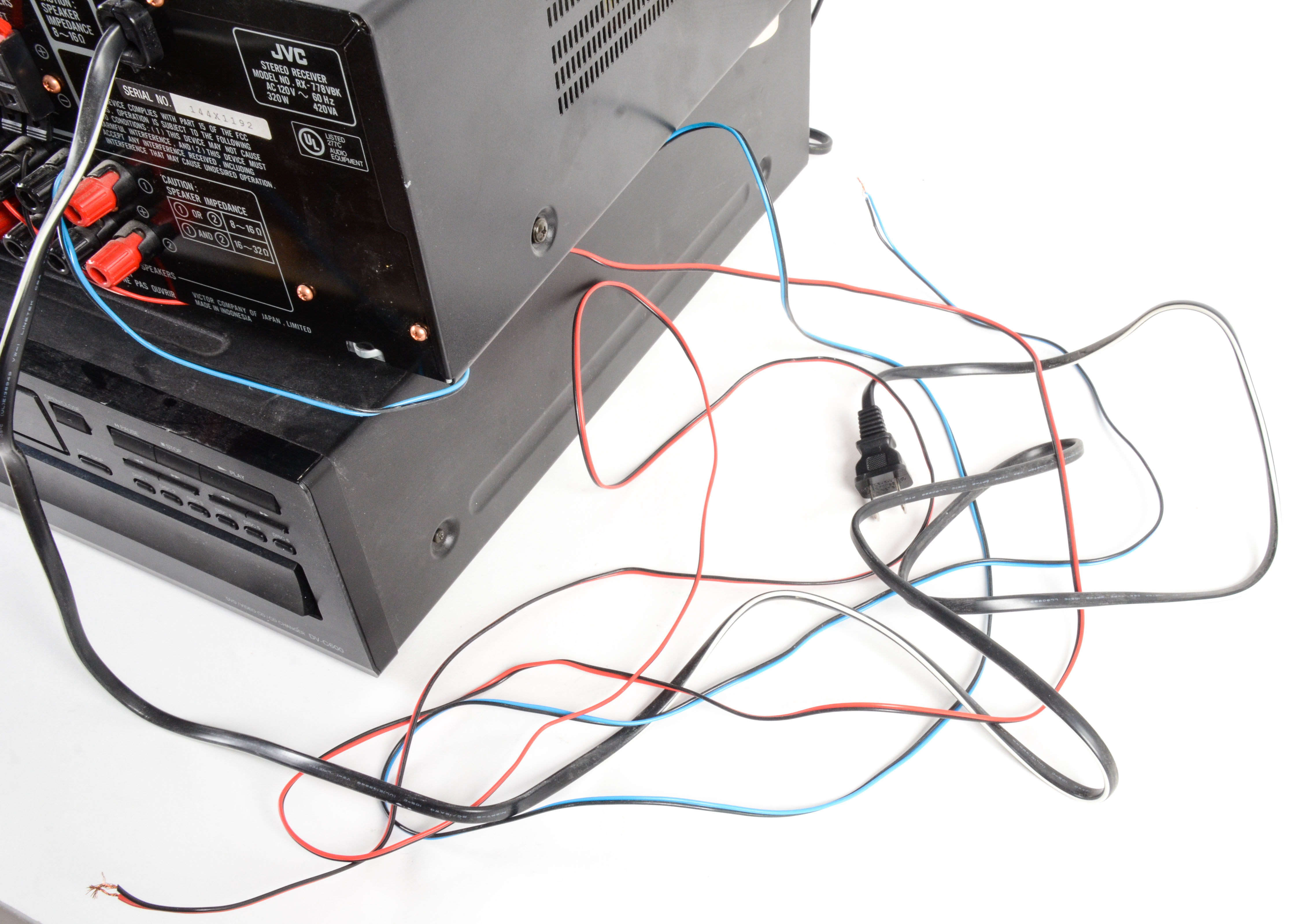 JVC A/V Receiver and Onkyo DVD Player