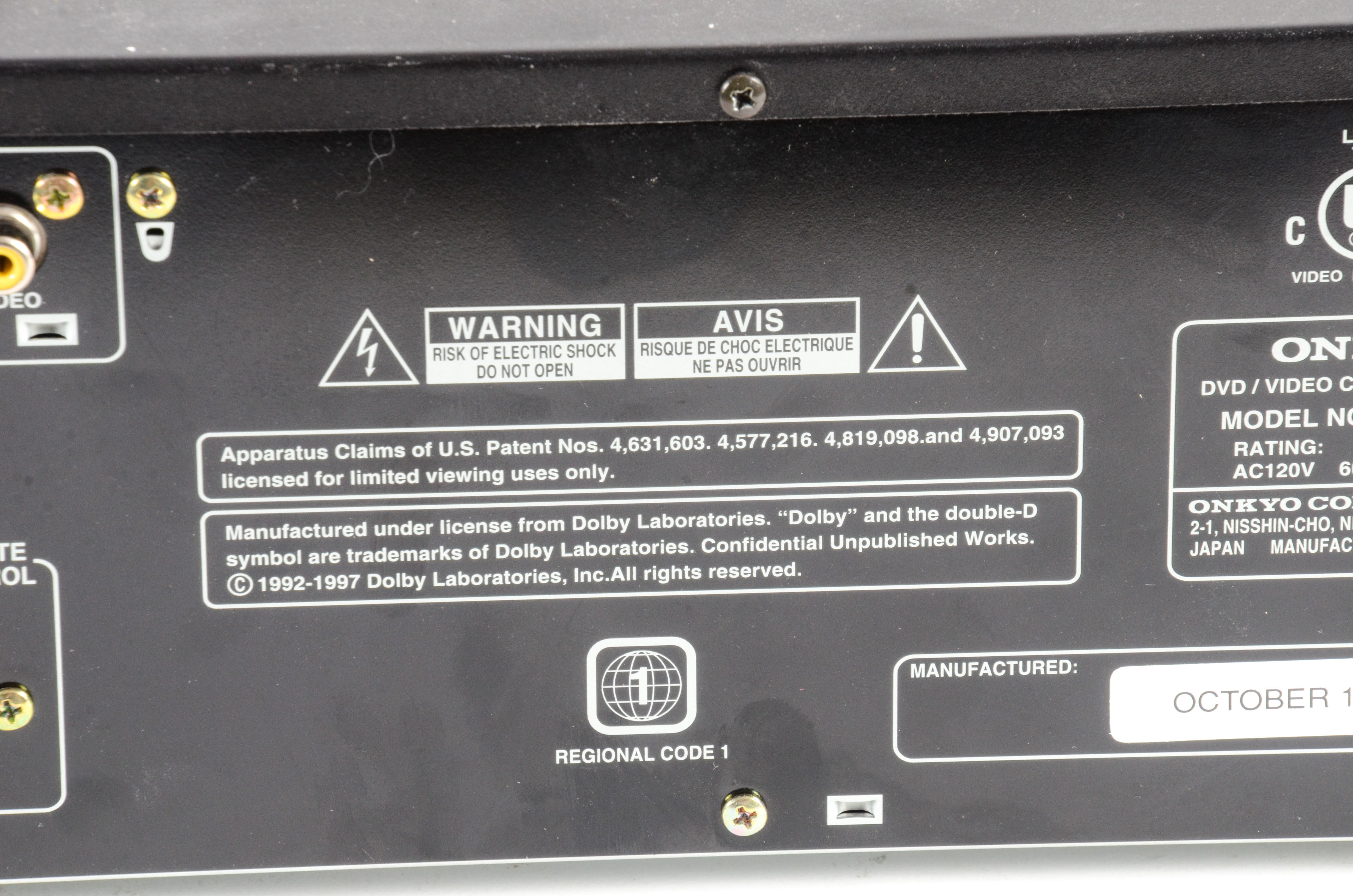 JVC A/V Receiver and Onkyo DVD Player