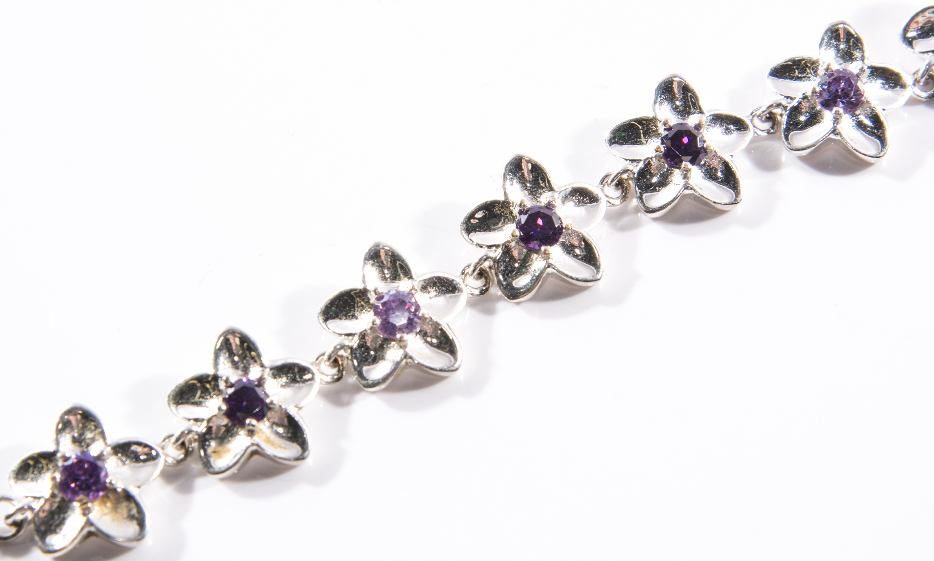 Tiffany & Co. Sterling Silver Ten-Flower Amethyst Bracelet