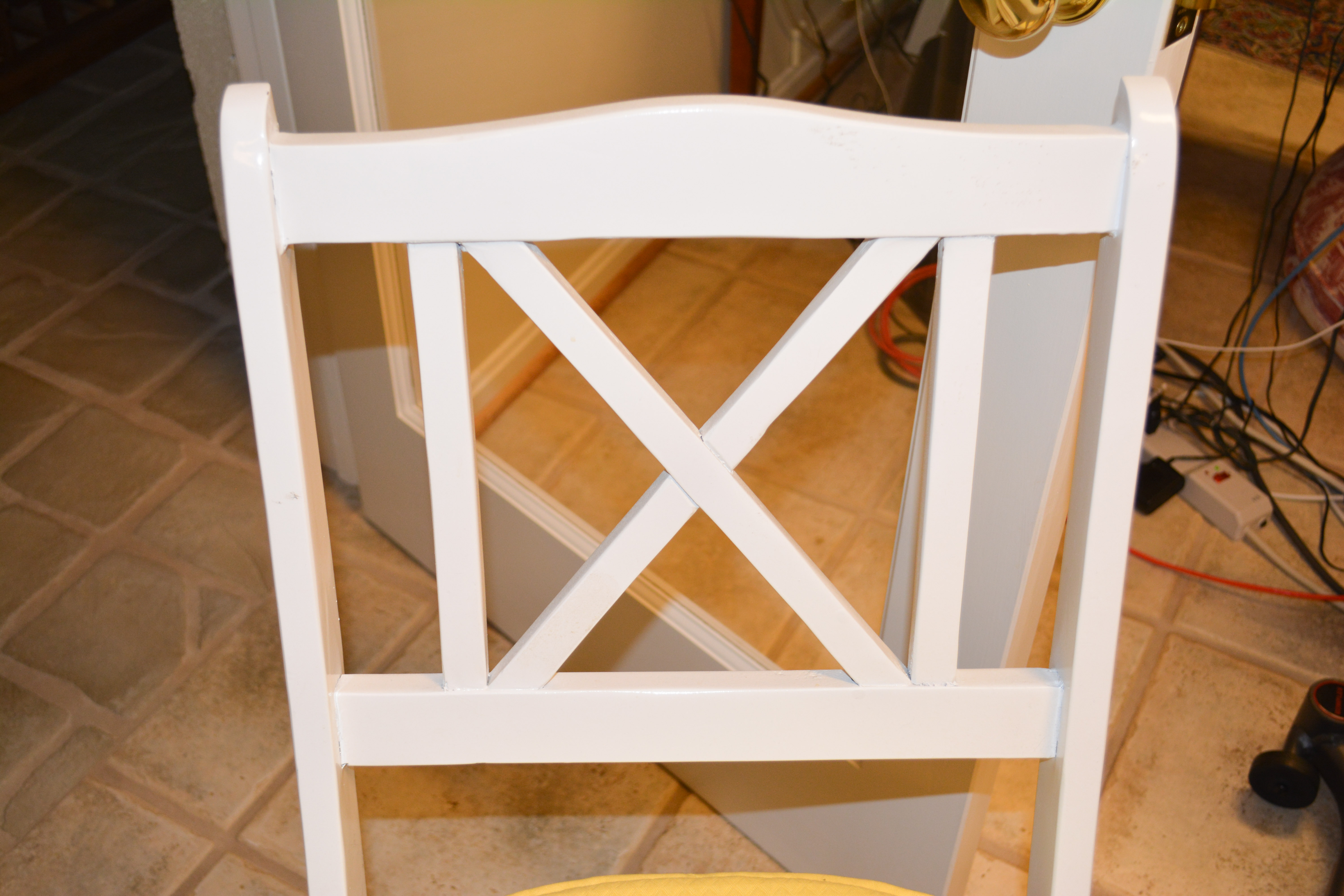 White Bistro Set With Yellow Cushions