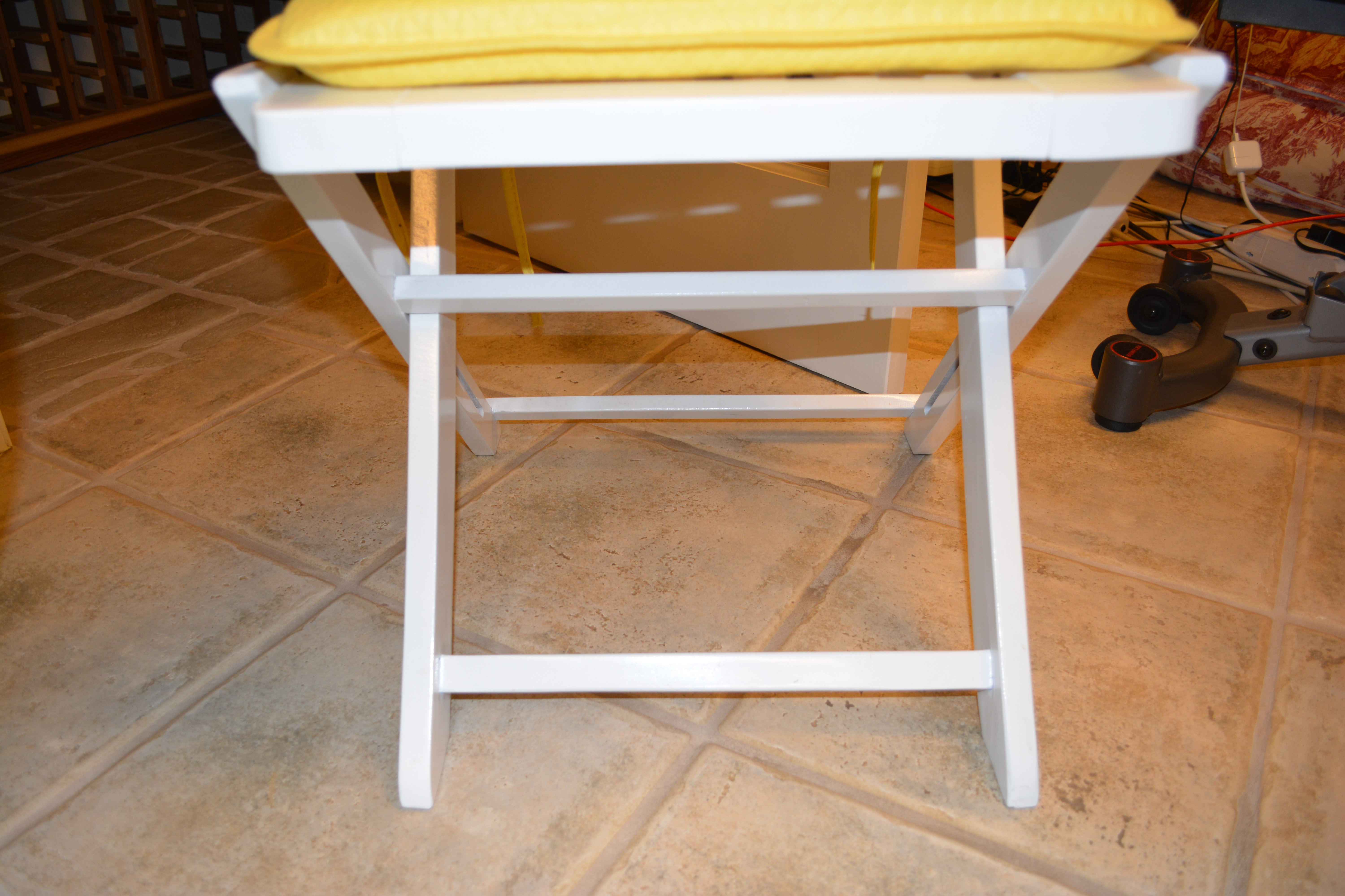 White Bistro Set With Yellow Cushions