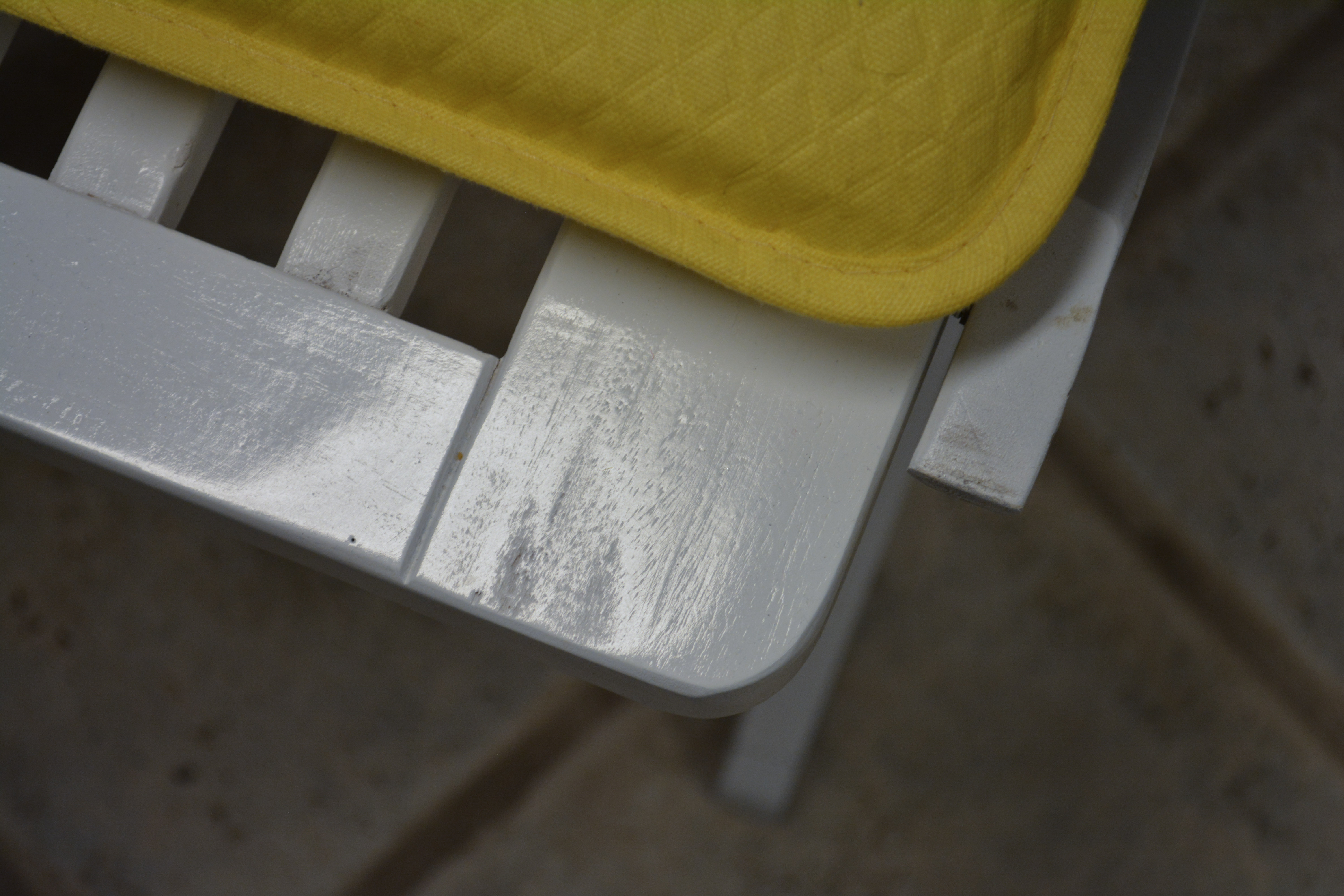 White Bistro Set With Yellow Cushions