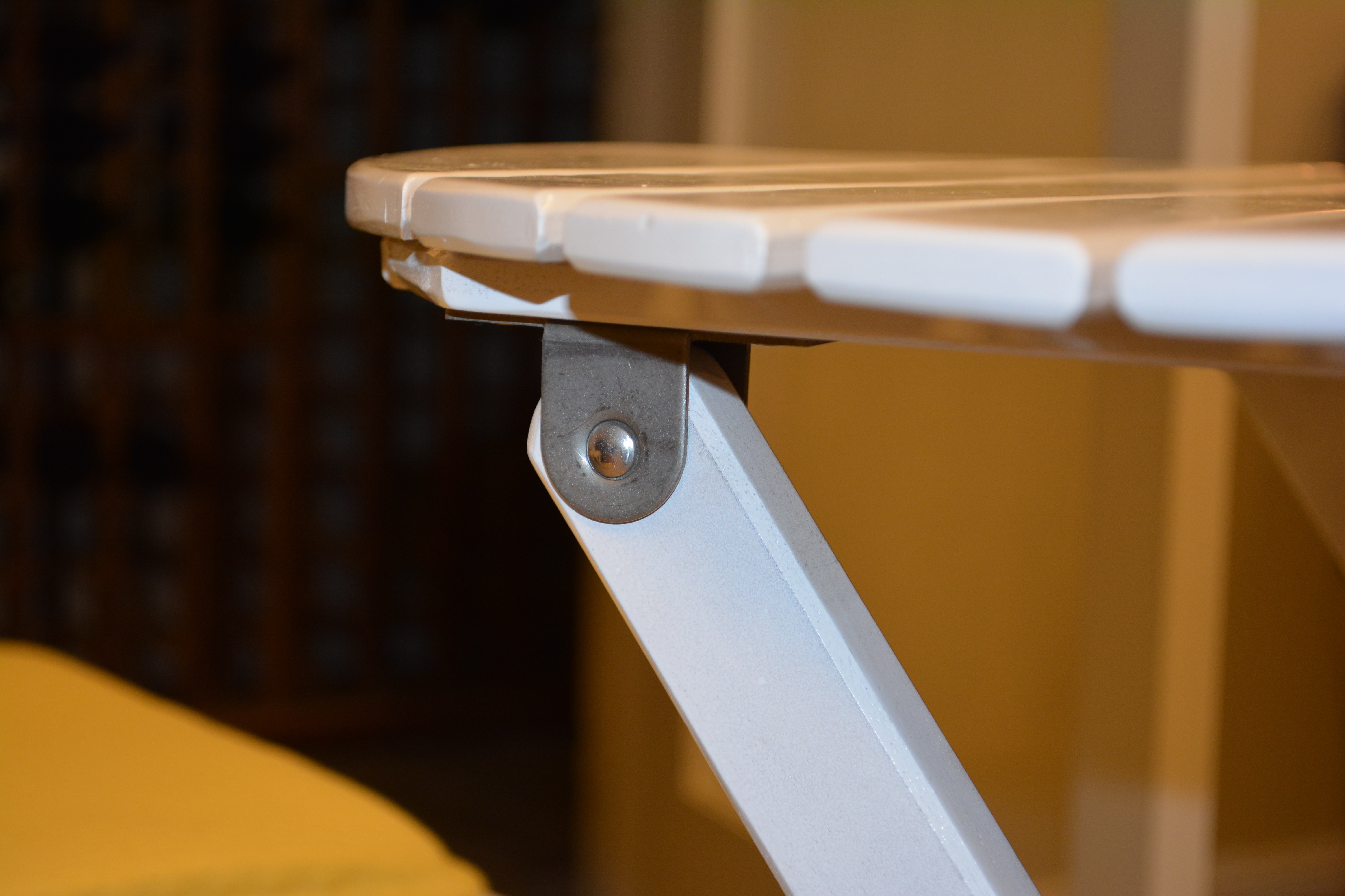 White Bistro Set With Yellow Cushions