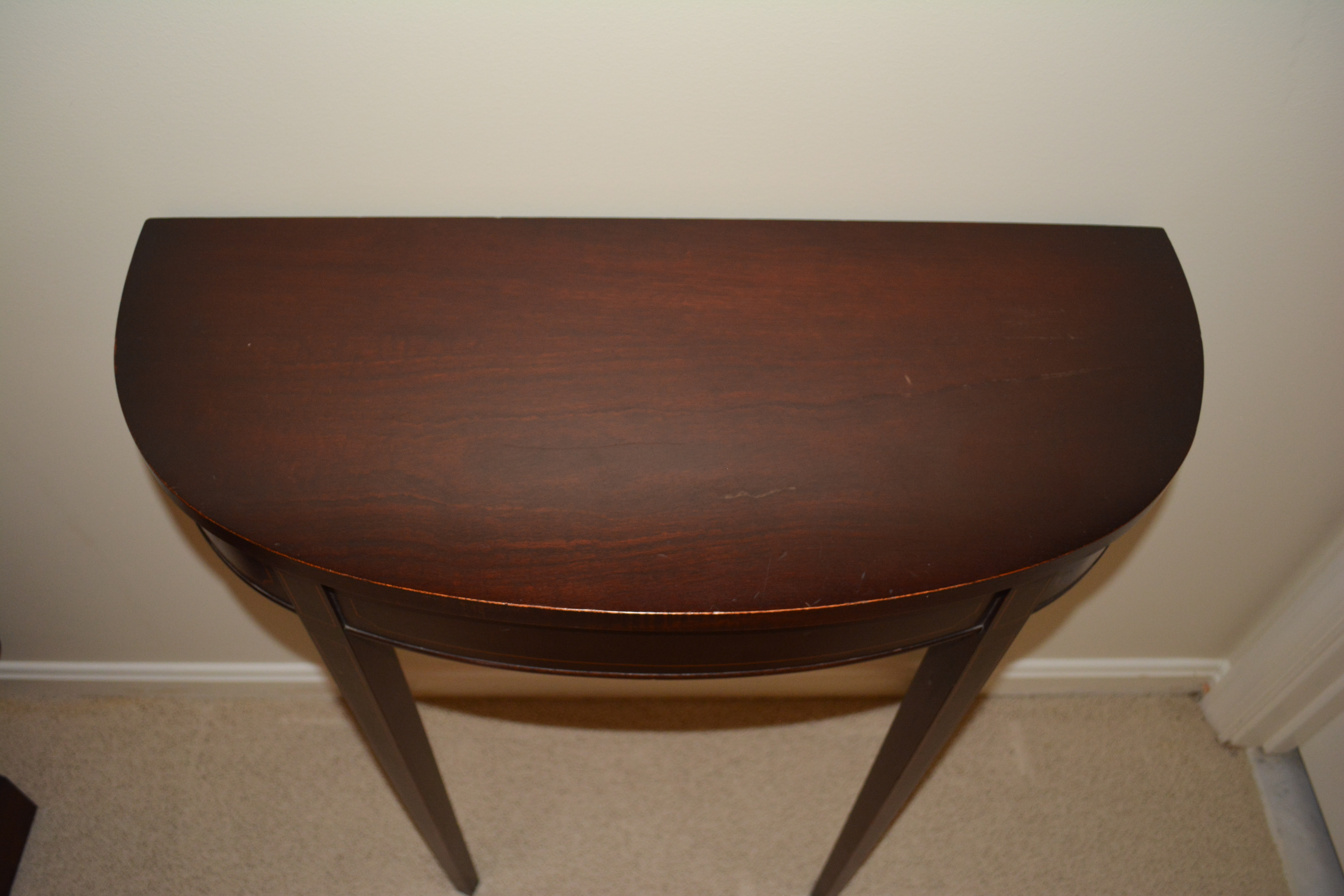 Vintage Demilune Console Table in Mahogany