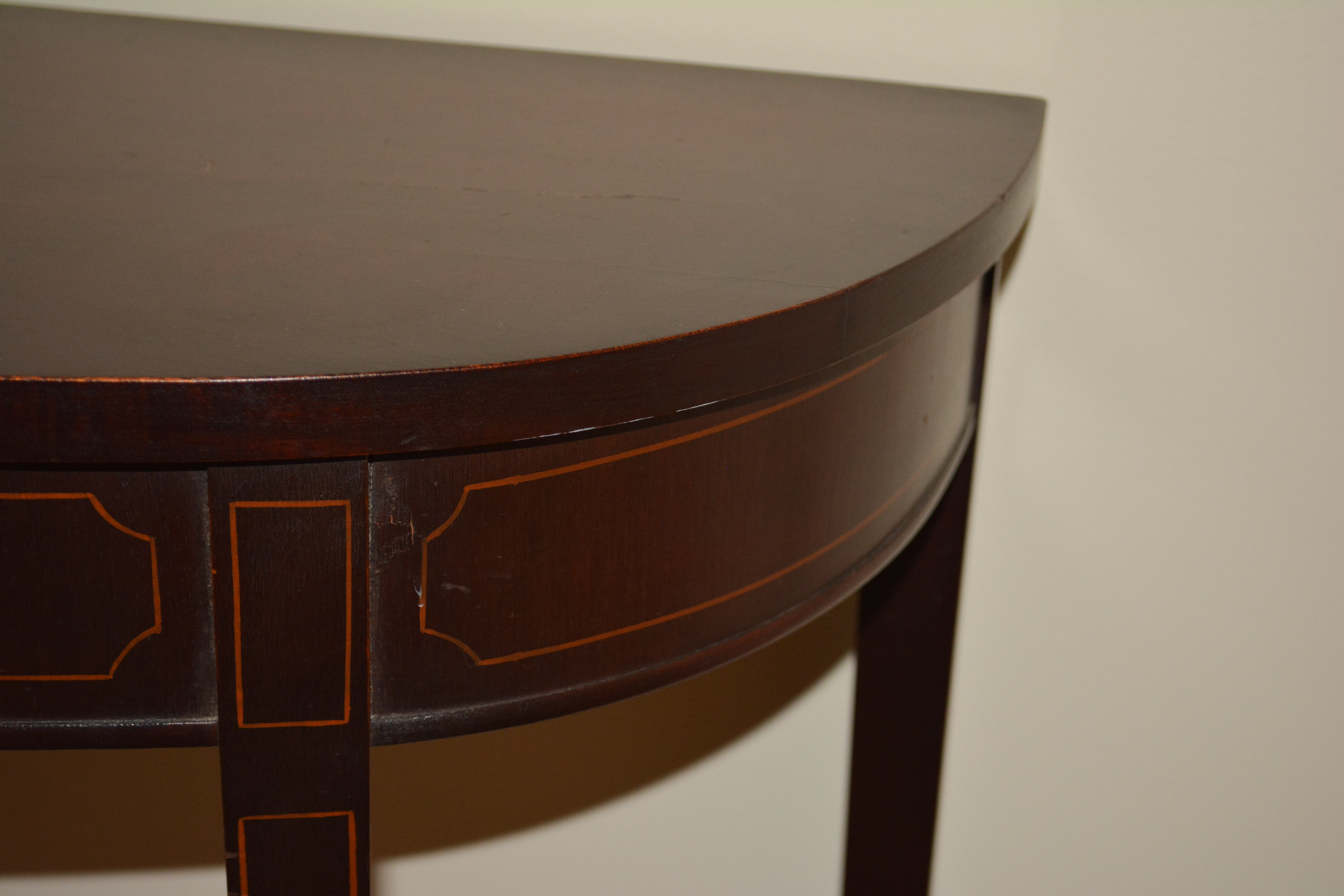 Vintage Demilune Console Table in Mahogany