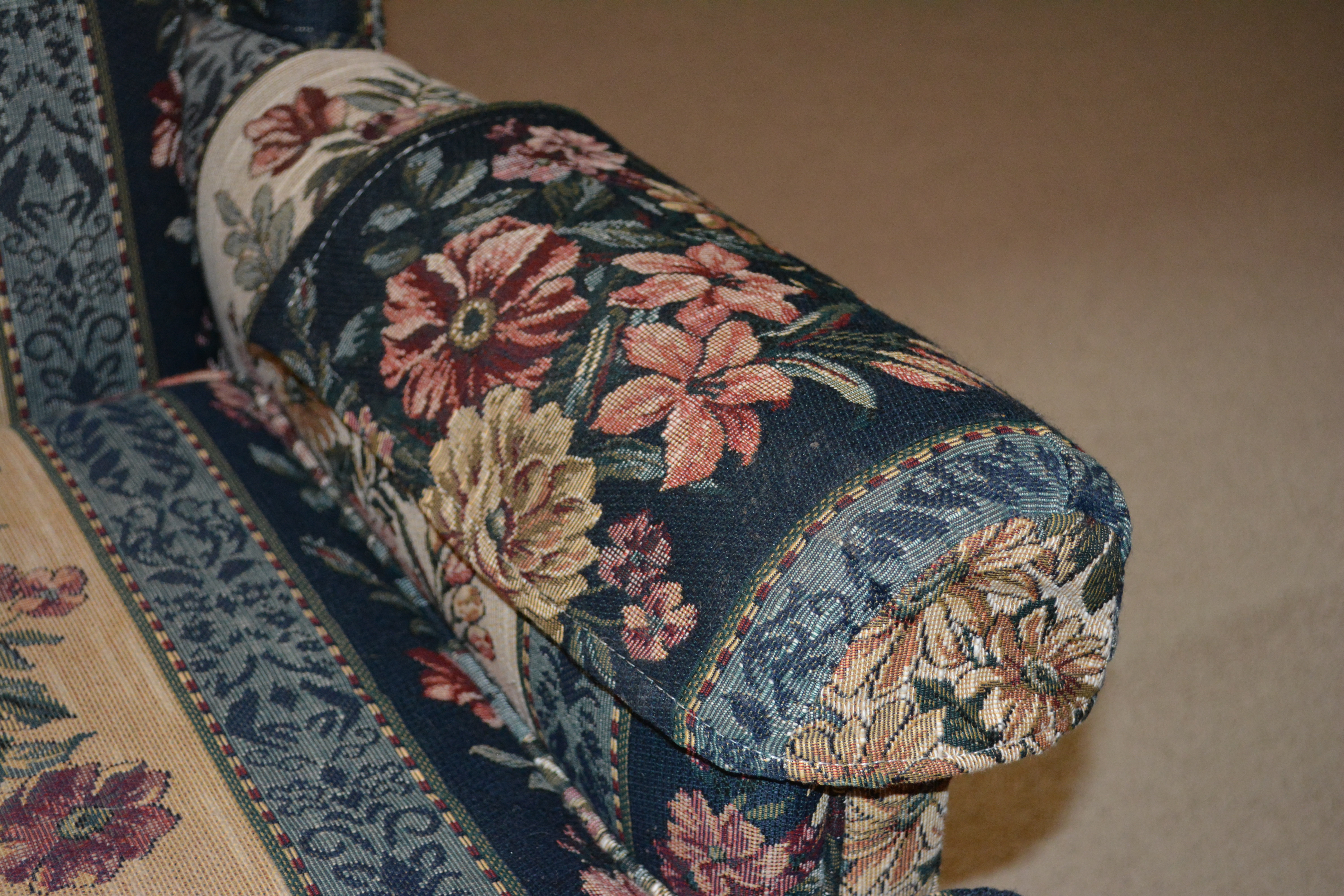 Queen Anne Style Upholstered Wing Chair by Wood Market