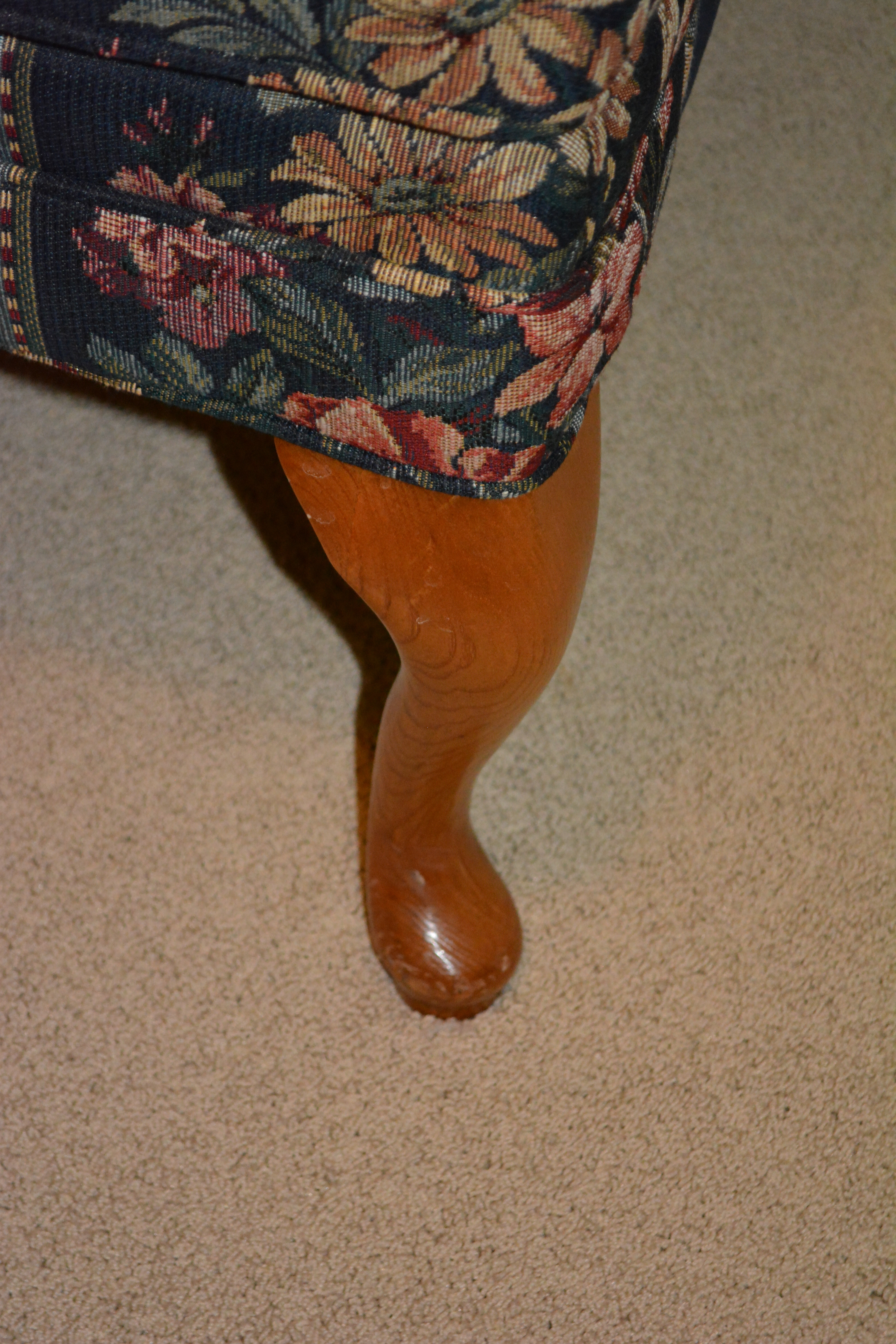 Queen Anne Style Upholstered Wing Chair by Wood Market