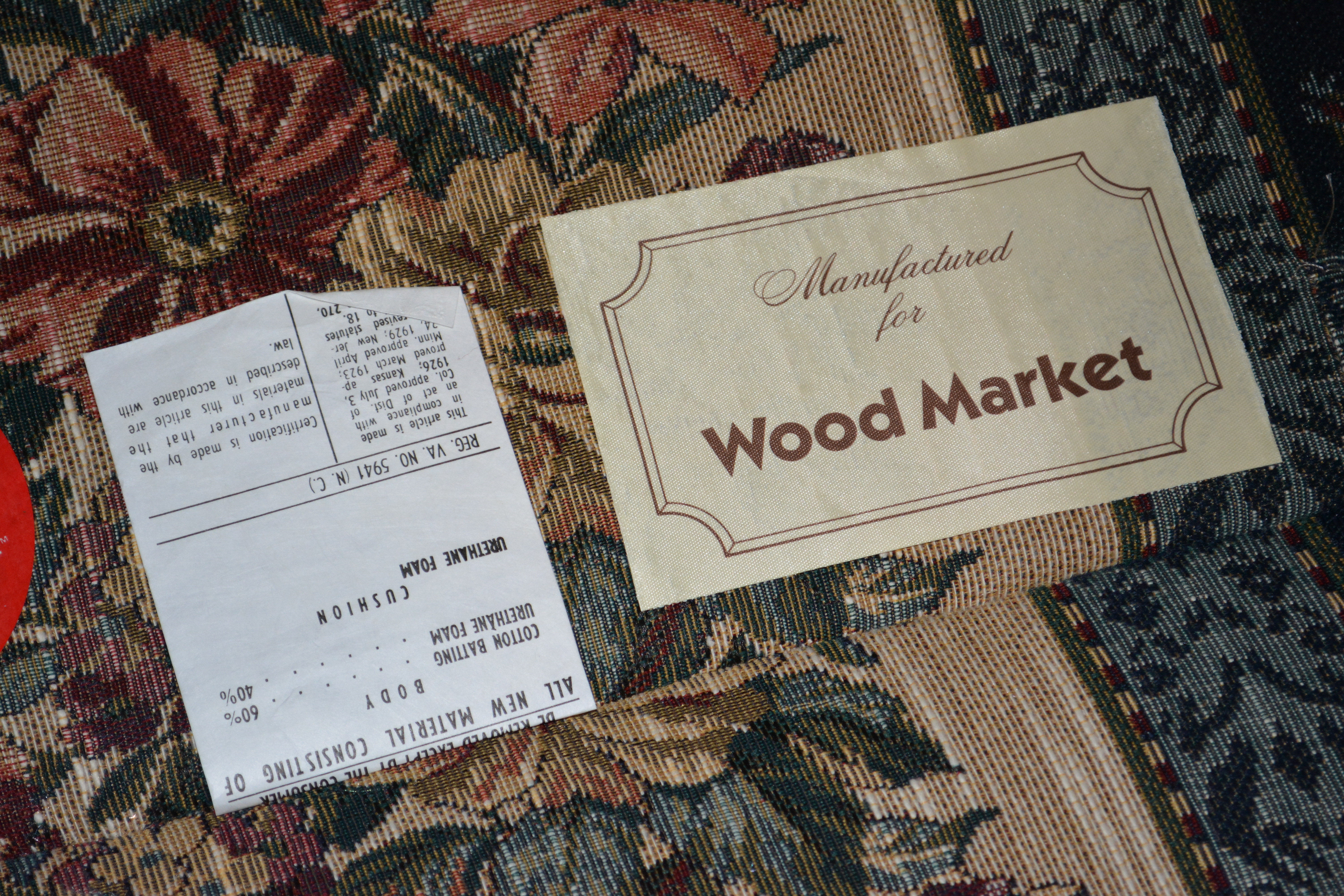 Queen Anne Style Upholstered Wing Chair by Wood Market