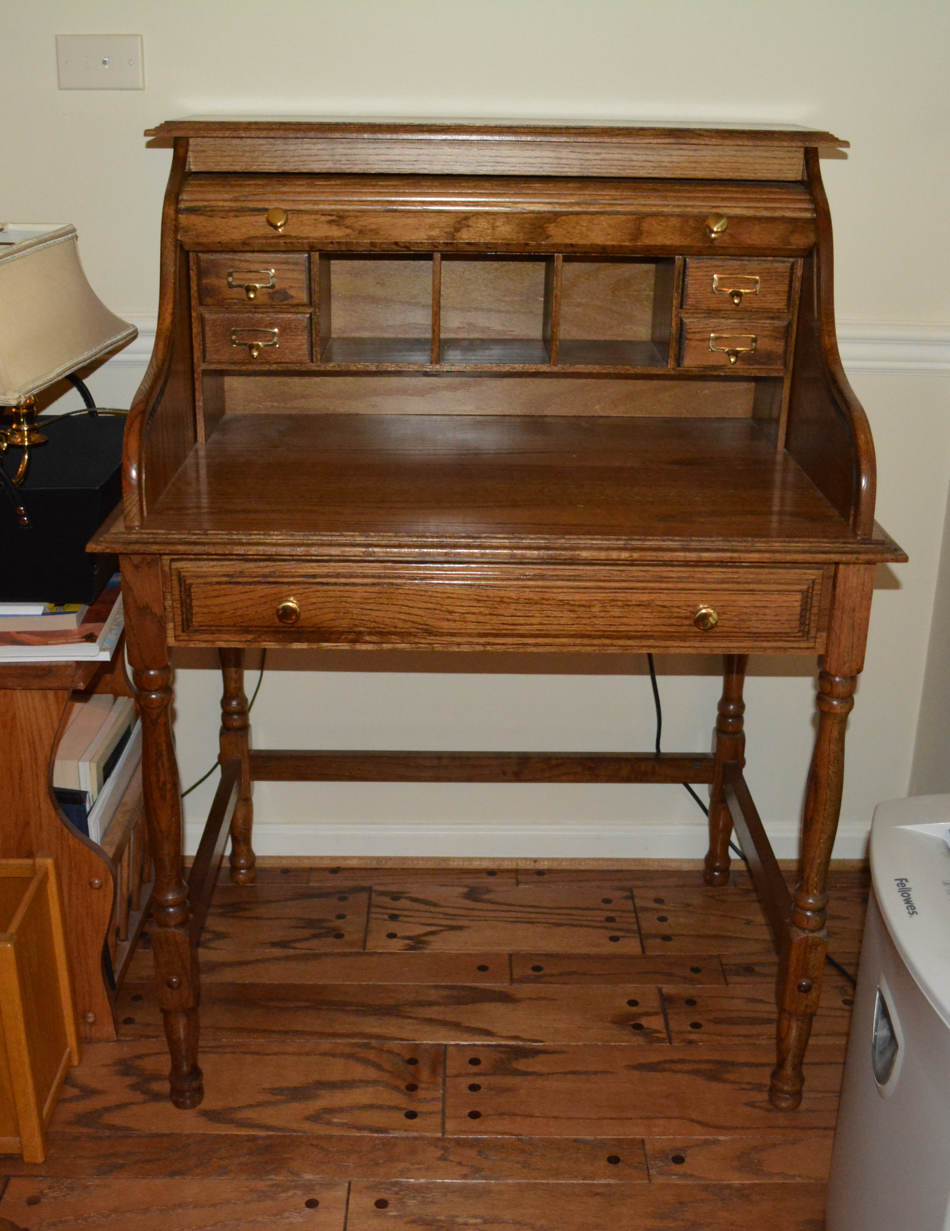 Oak Rolltop Desk With Office Chair
