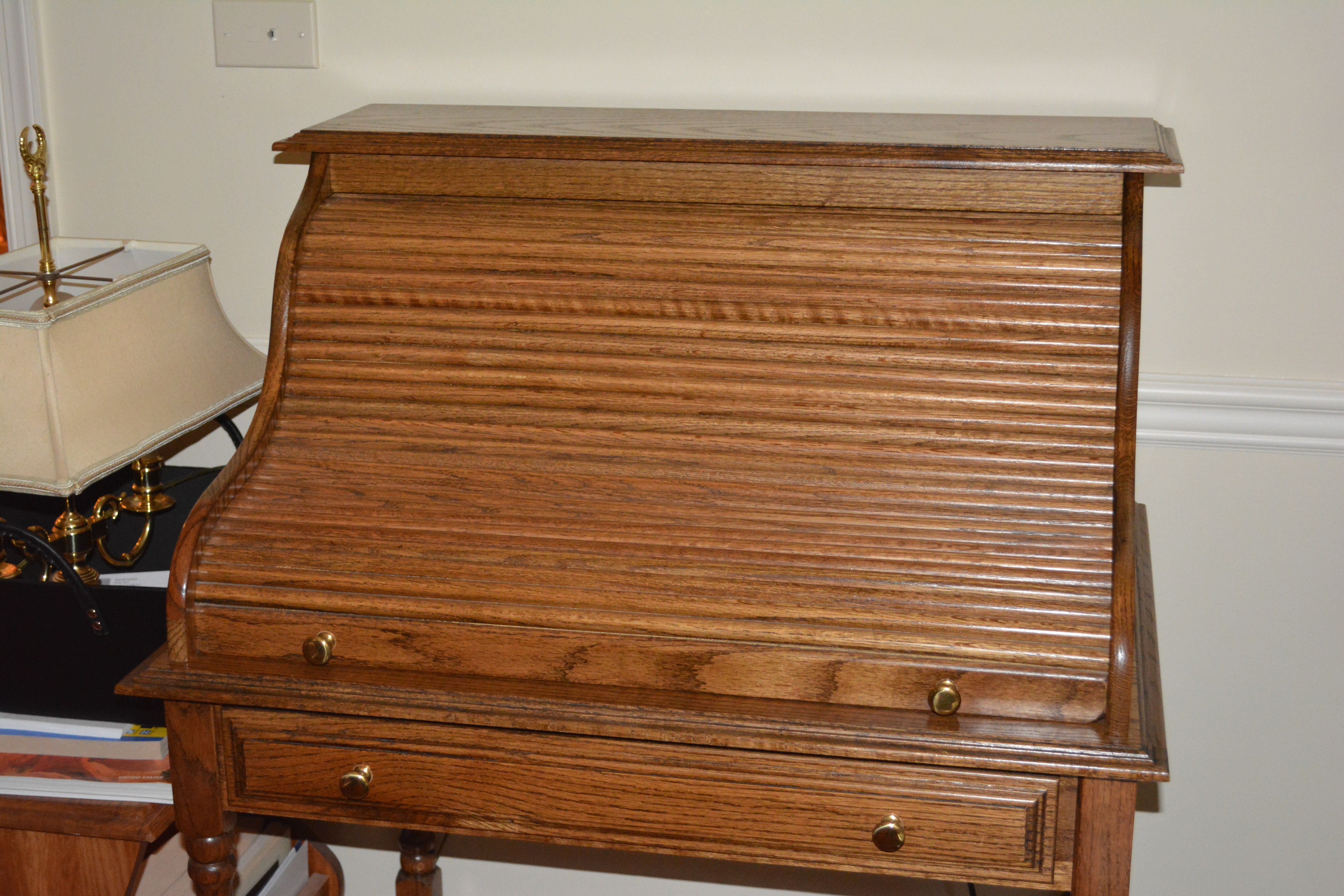 Oak Rolltop Desk With Office Chair
