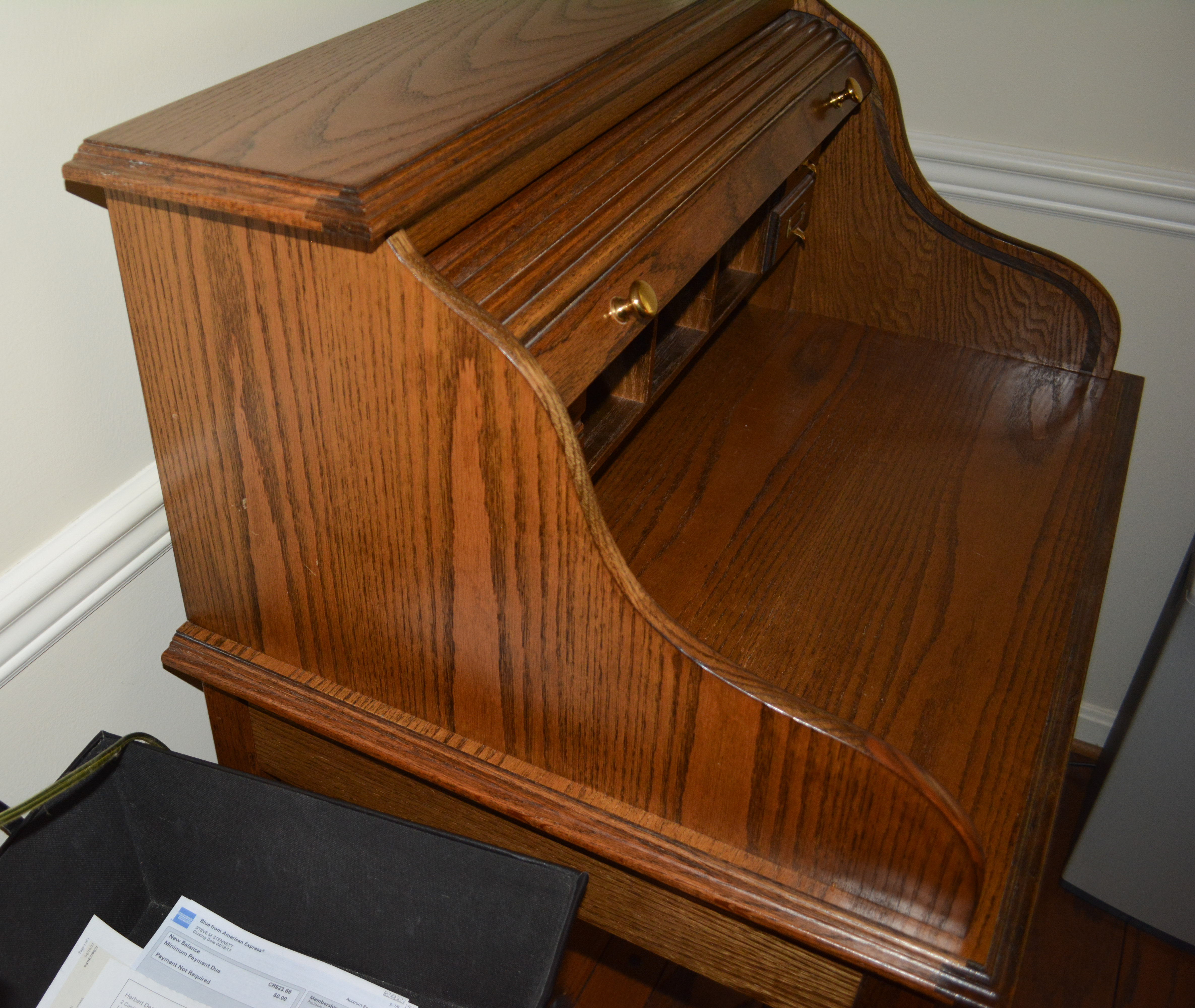 Oak Rolltop Desk With Office Chair