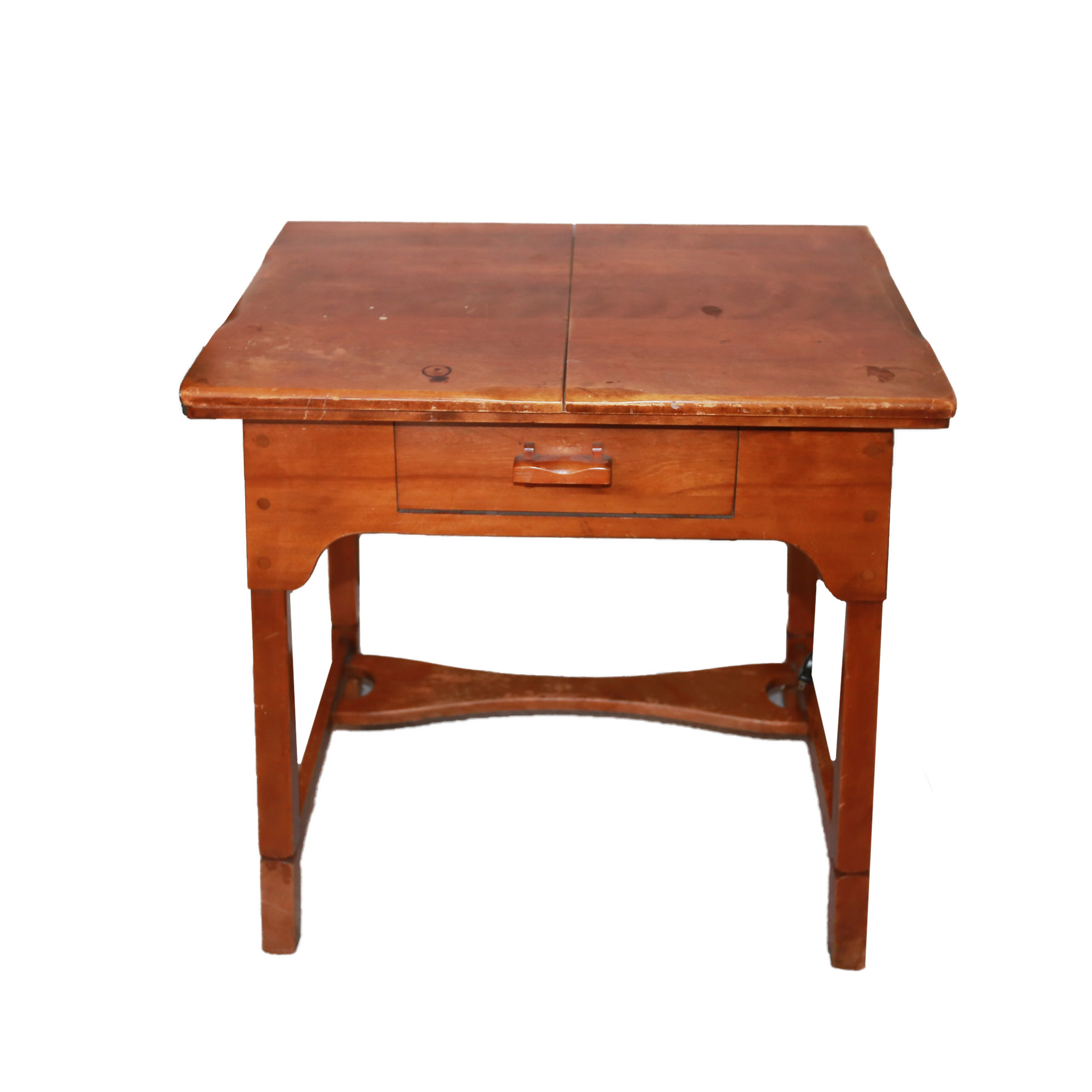 Cherry Flip Top Sewing Table With Kenmore Machine