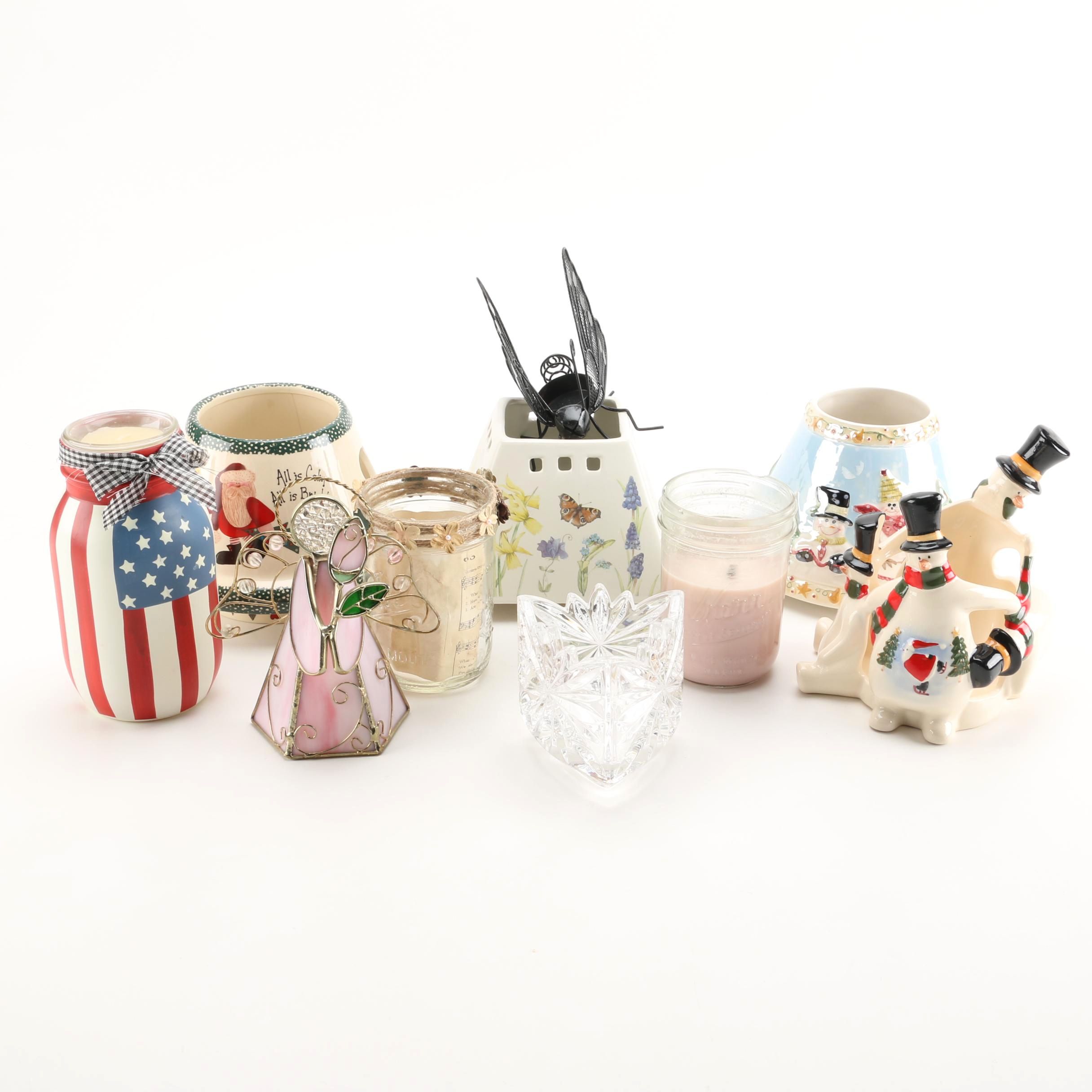Collection of Candles and Candle Holders