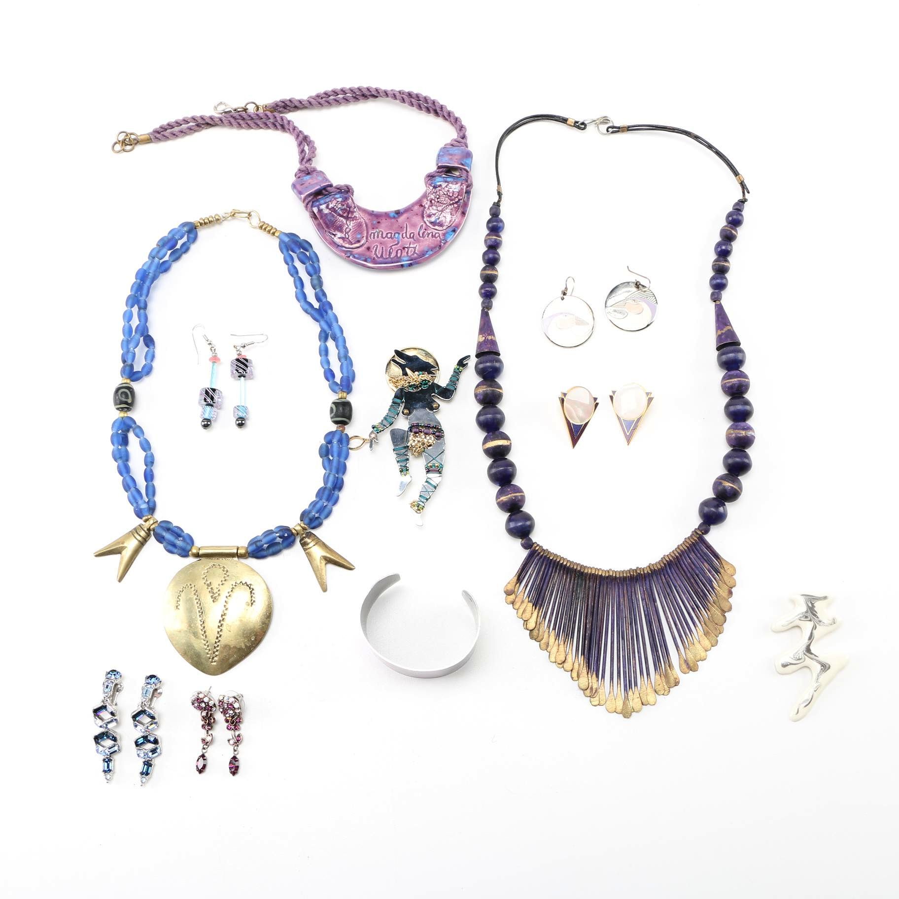 Necklaces, Earrings, Brooch, and Cuff Including Laurel Burch and Liztech