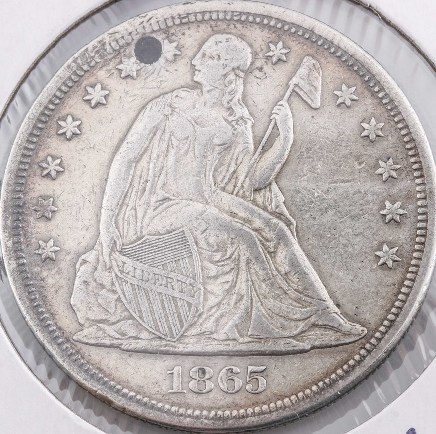1865 Seated Liberty Silver Dollar