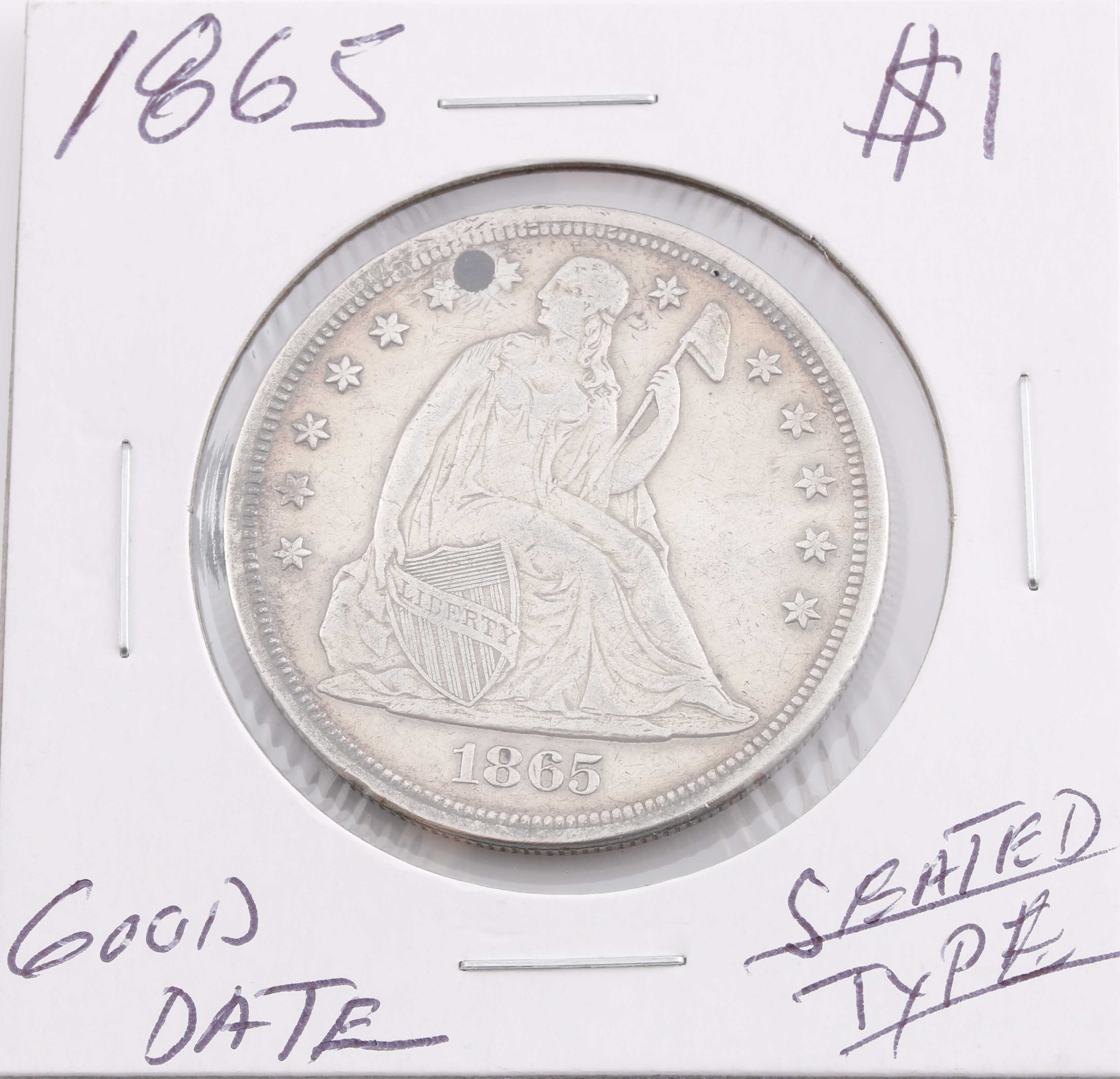 1865 Seated Liberty Silver Dollar