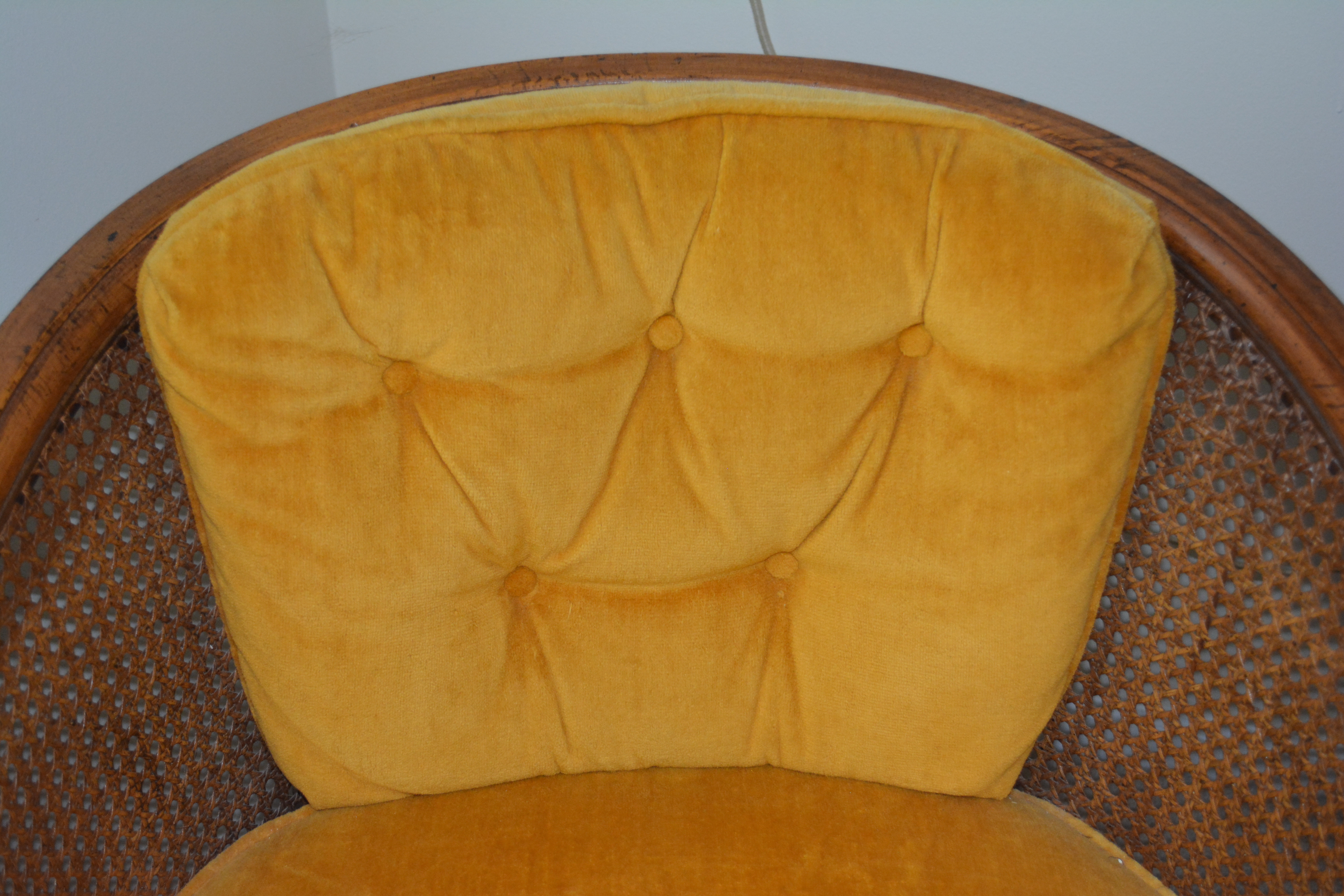Vintage Upholstered and Caned Armchair
