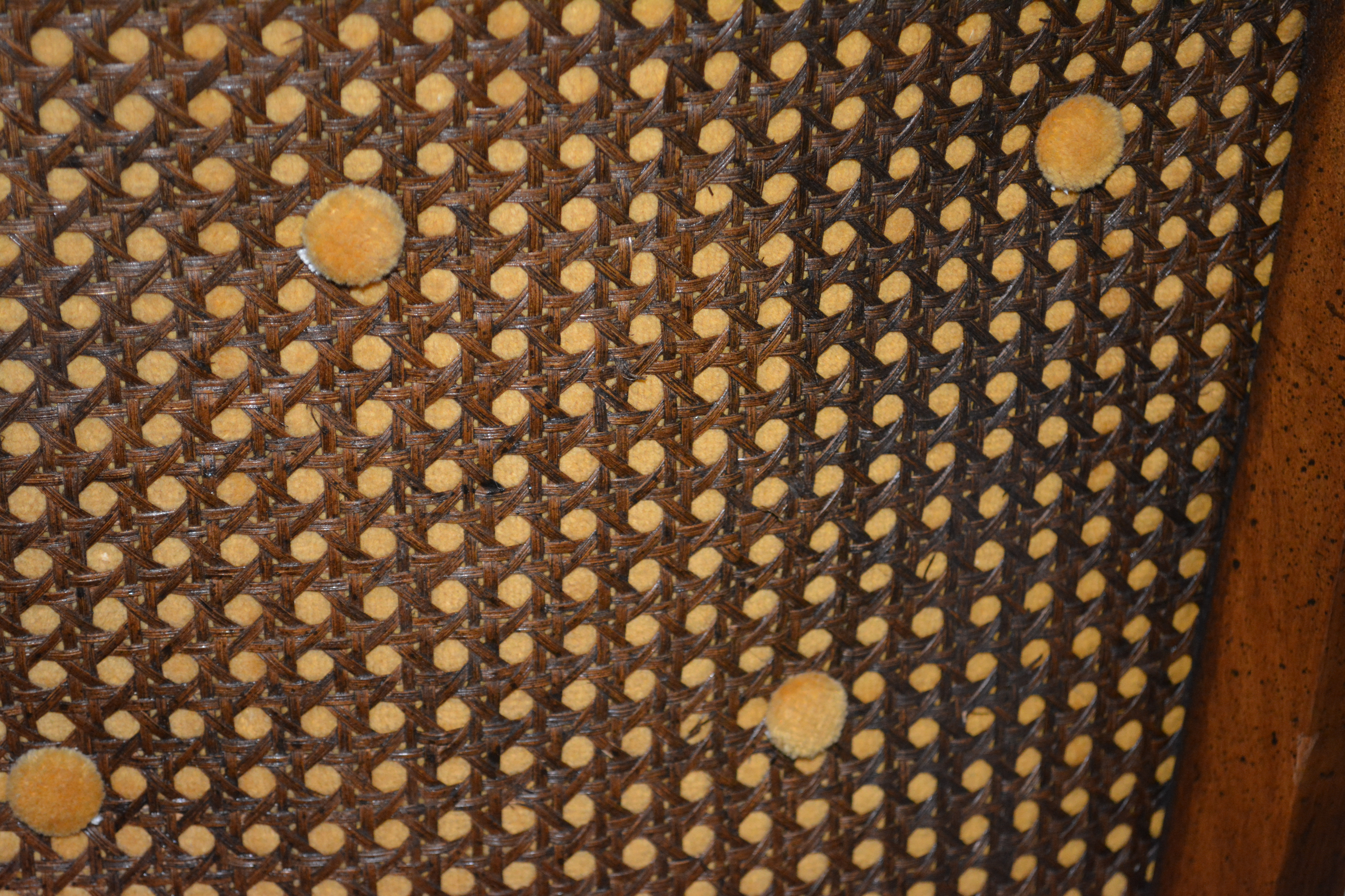 Vintage Upholstered and Caned Armchair