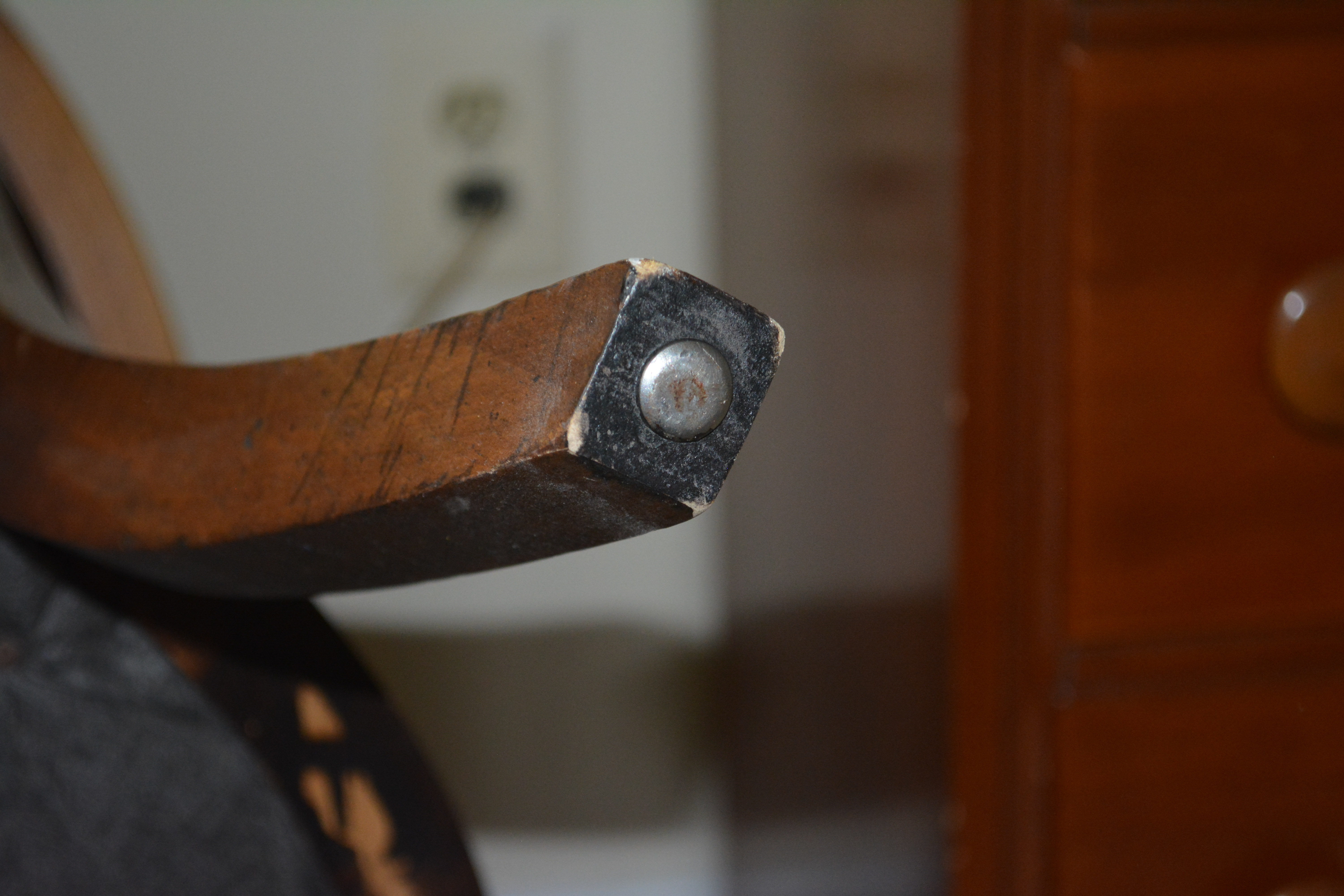 Vintage Upholstered and Caned Armchair