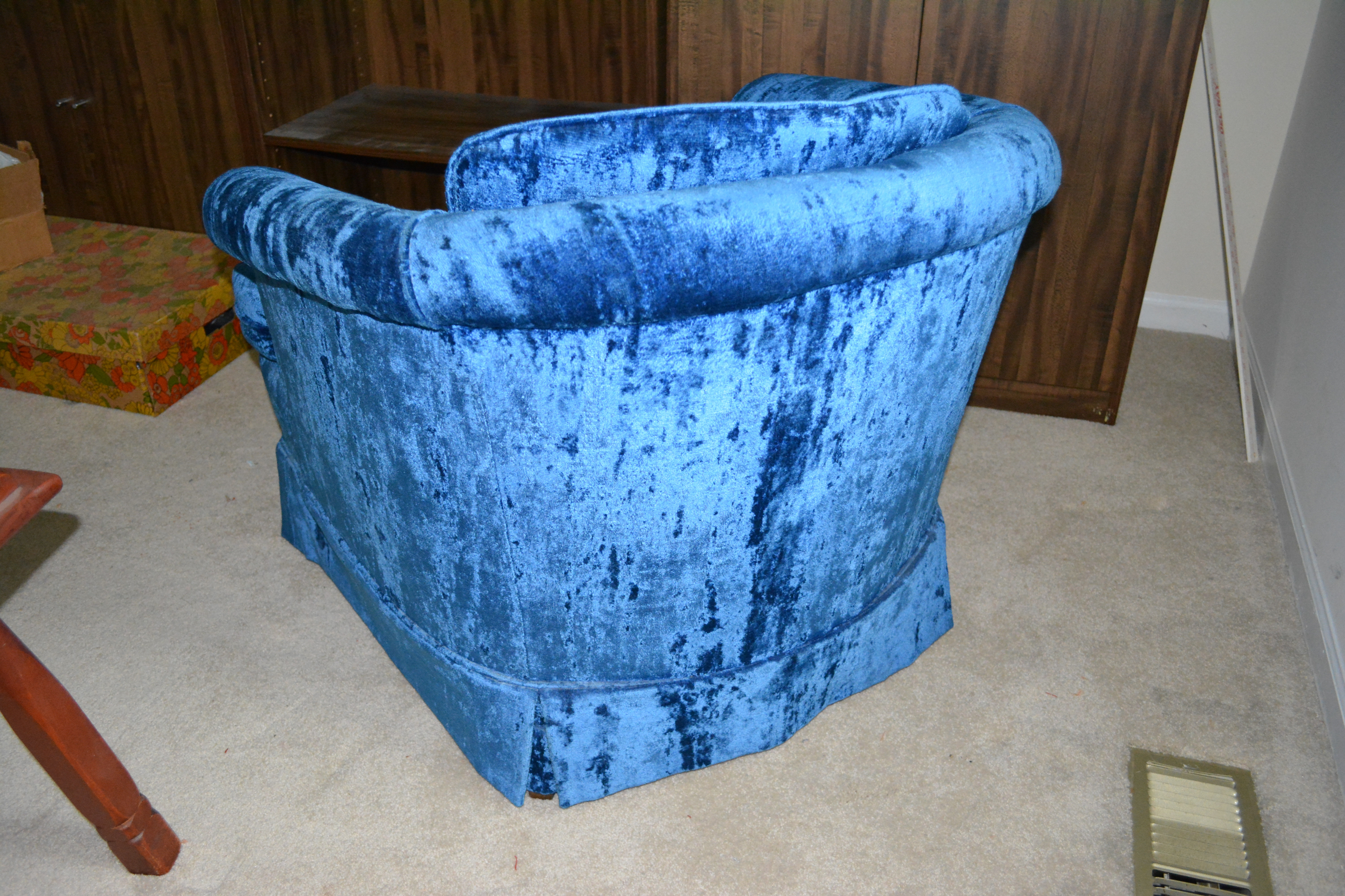 Vintage Upholstered Barrel Back Arm Chair