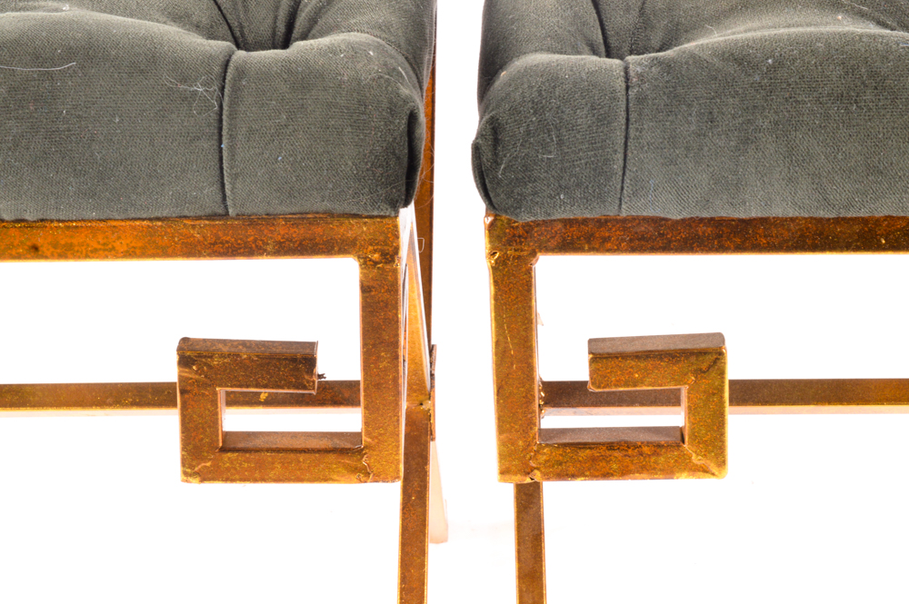 Gray Upholstered Tufted Stools