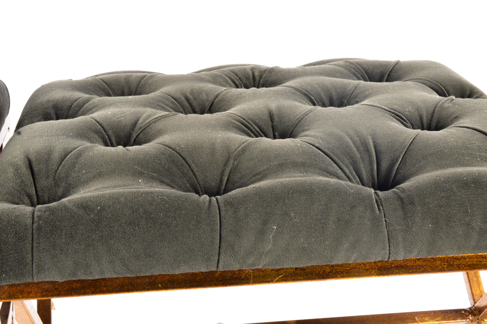 Gray Upholstered Tufted Stools