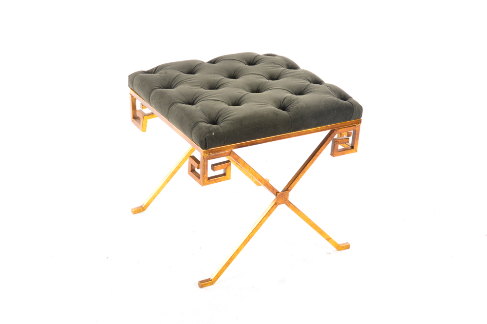 Gray Upholstered Tufted Stools