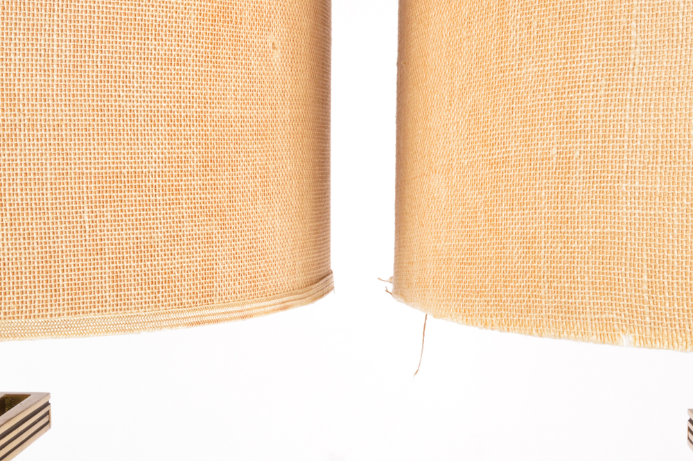 Mid Century Modern Teak and Brass Table Lamps