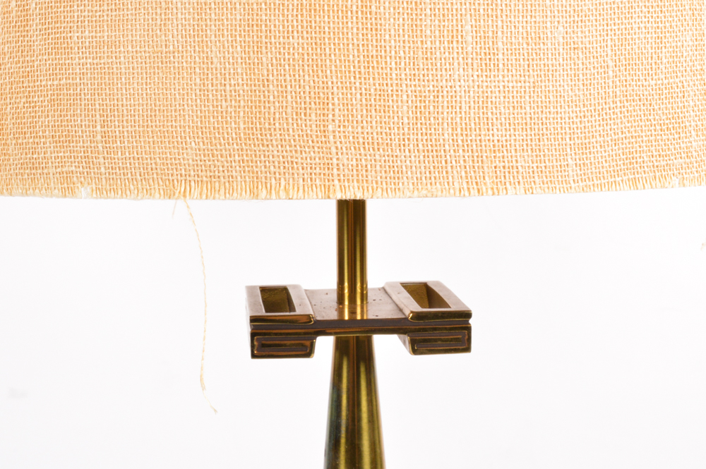 Mid Century Modern Teak and Brass Table Lamps