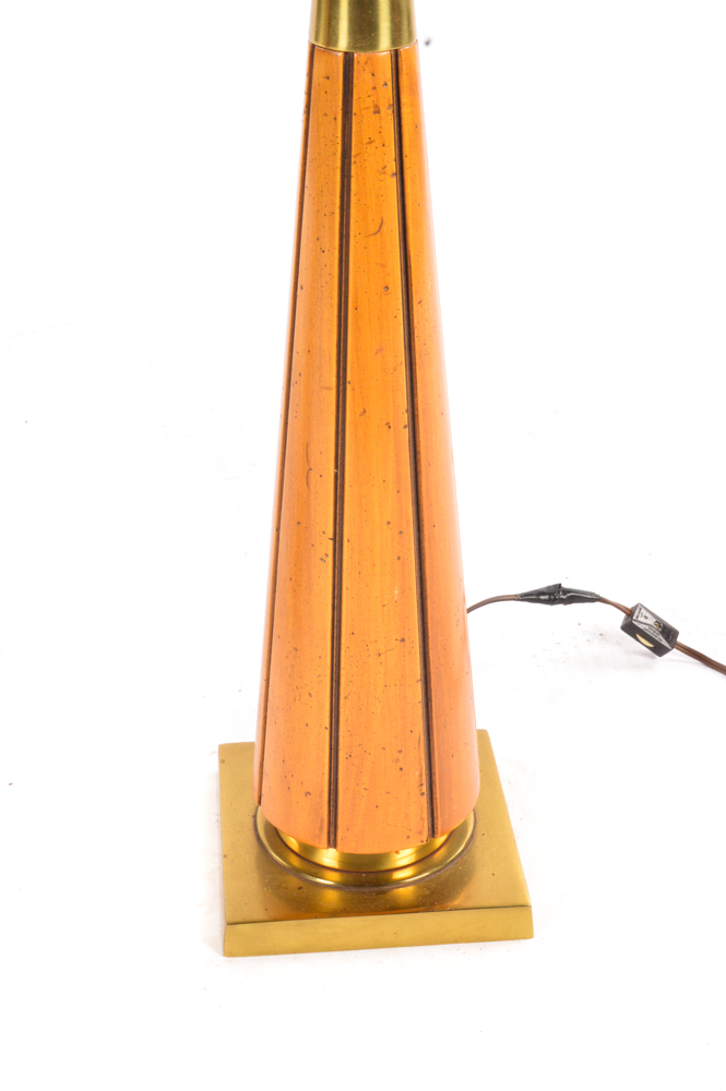 Mid Century Modern Teak and Brass Table Lamps