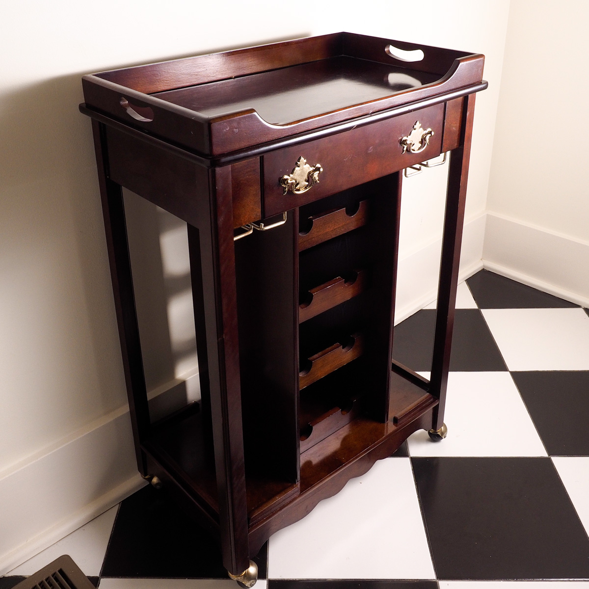 Vintage Tray Top Bar Cart