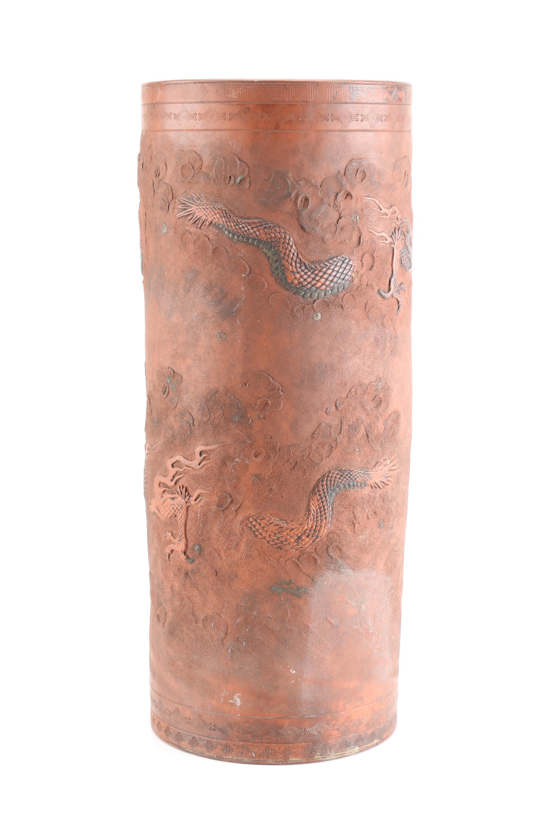 Japanese Tokoname Redware Umbrella Stand