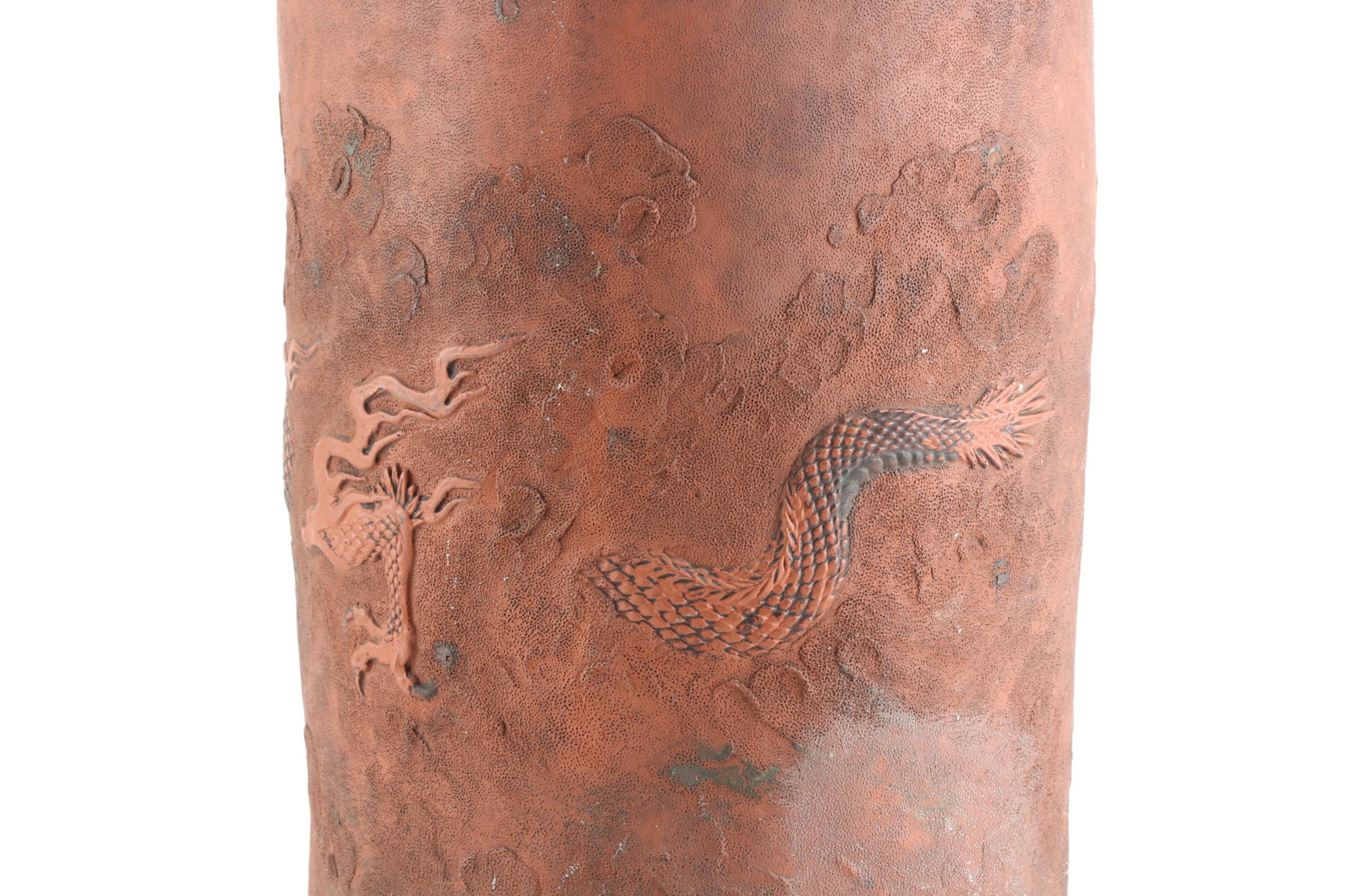 Japanese Tokoname Redware Umbrella Stand
