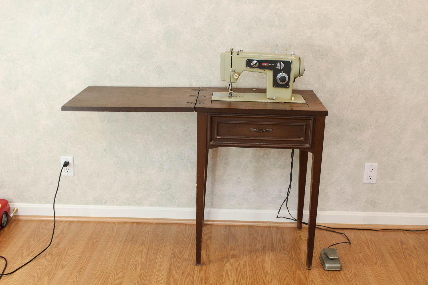 Sears Kenmore Sewing Machine and Wooden Table