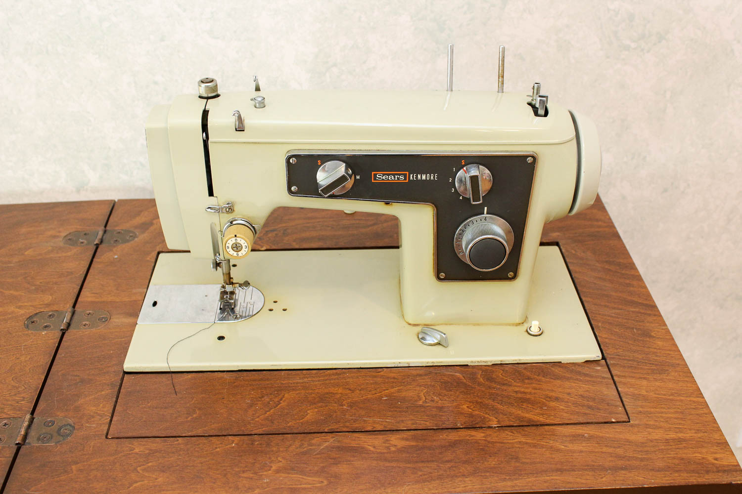 Sears Kenmore Sewing Machine and Wooden Table
